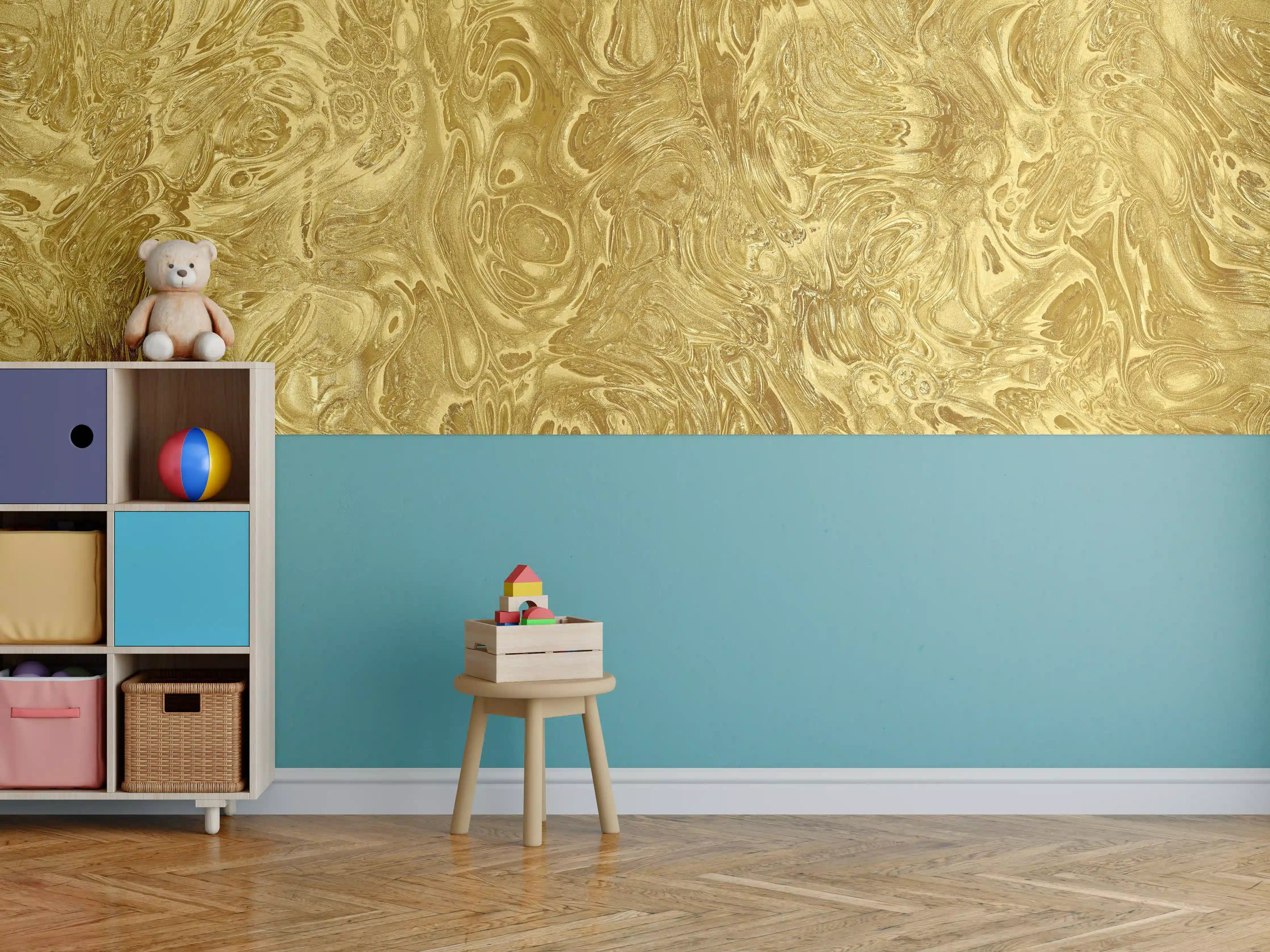 Kinderzimmer Wandgestaltung - Goldene Flüssigkunst - Luxus