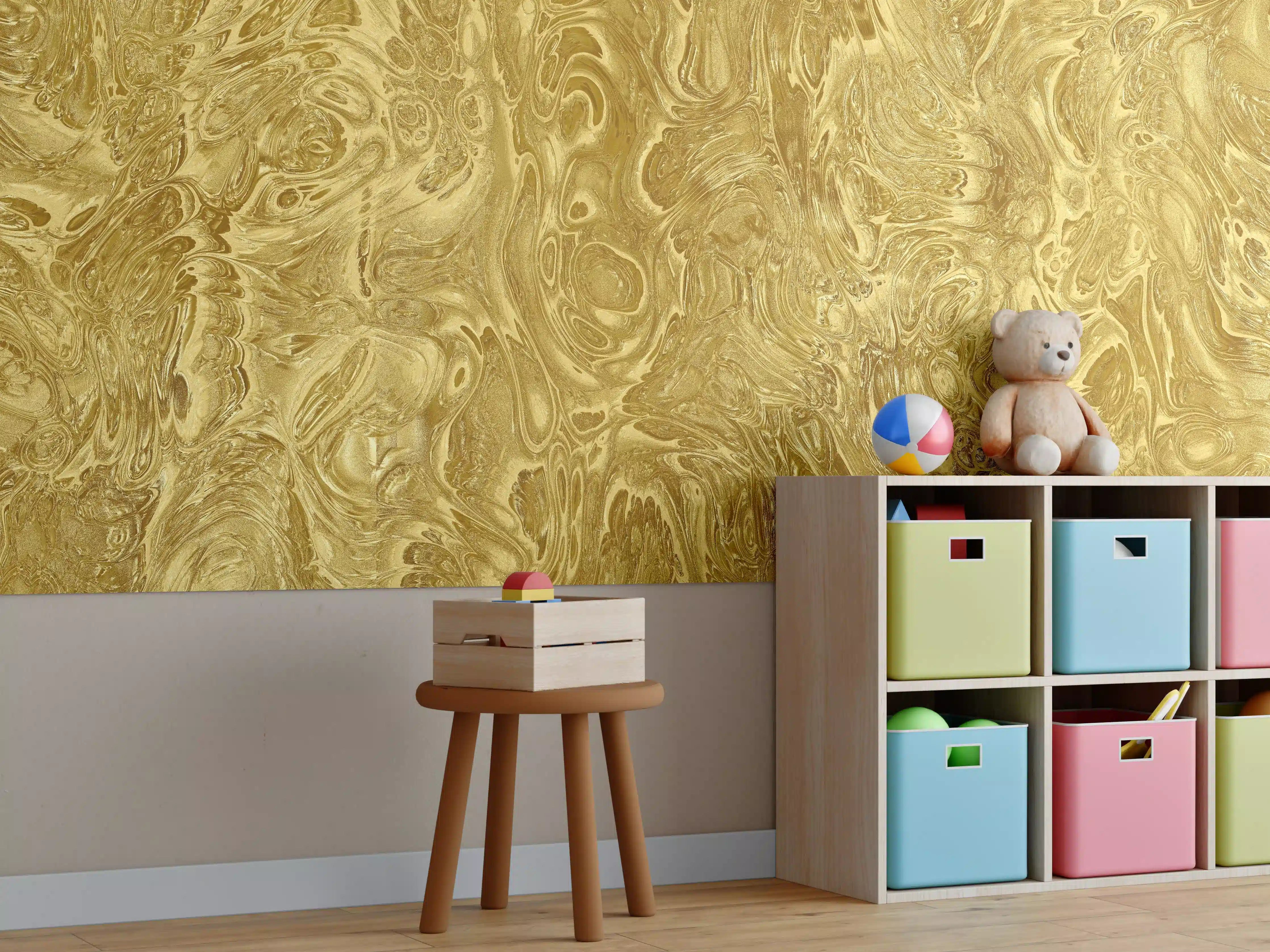 Kinderzimmer Wandgestaltung - Goldene Flüssigkunst - Luxus