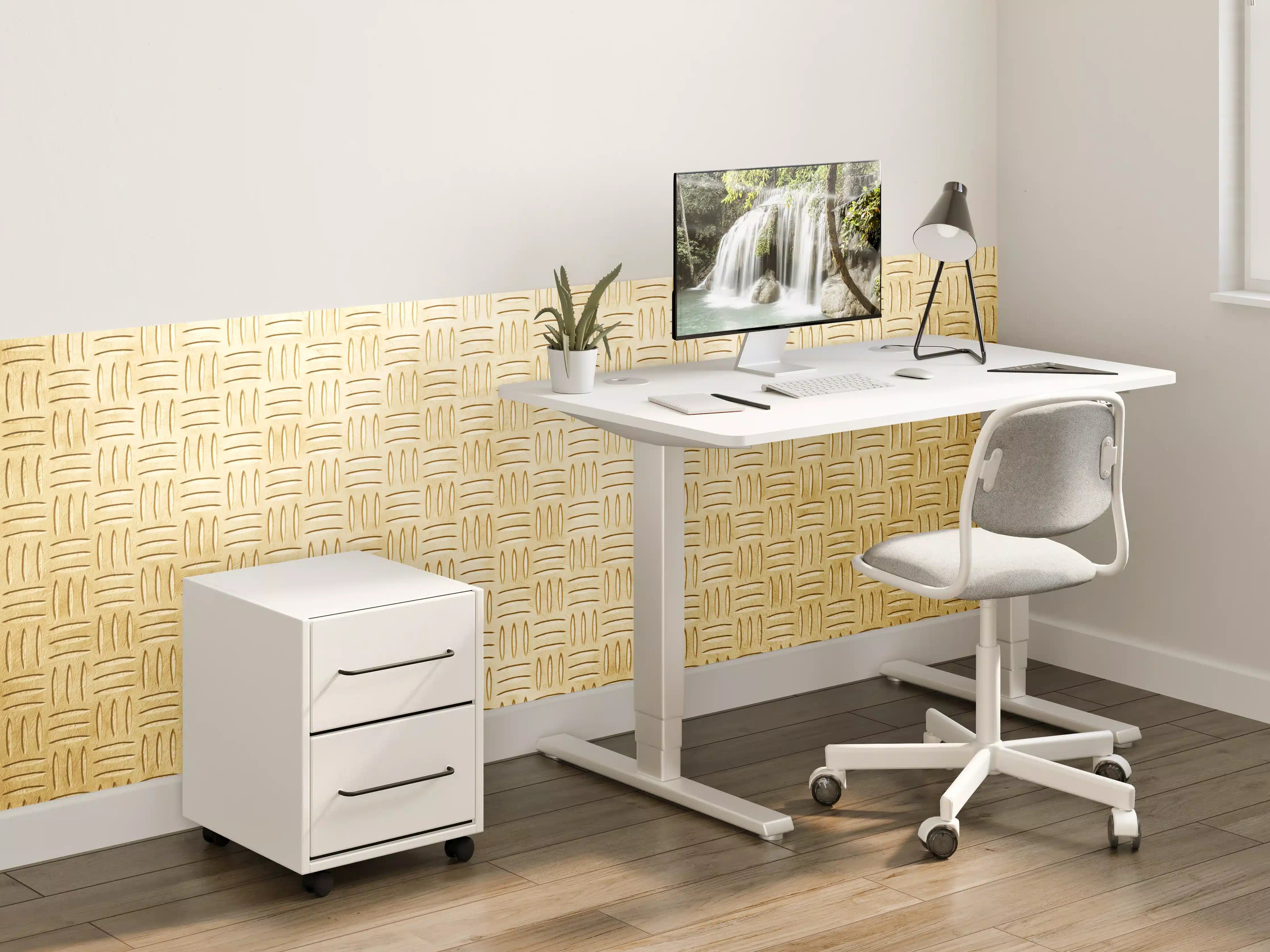 Kinderzimmer Wandgestaltung - Goldene Holzmaserung mit elegantem Design