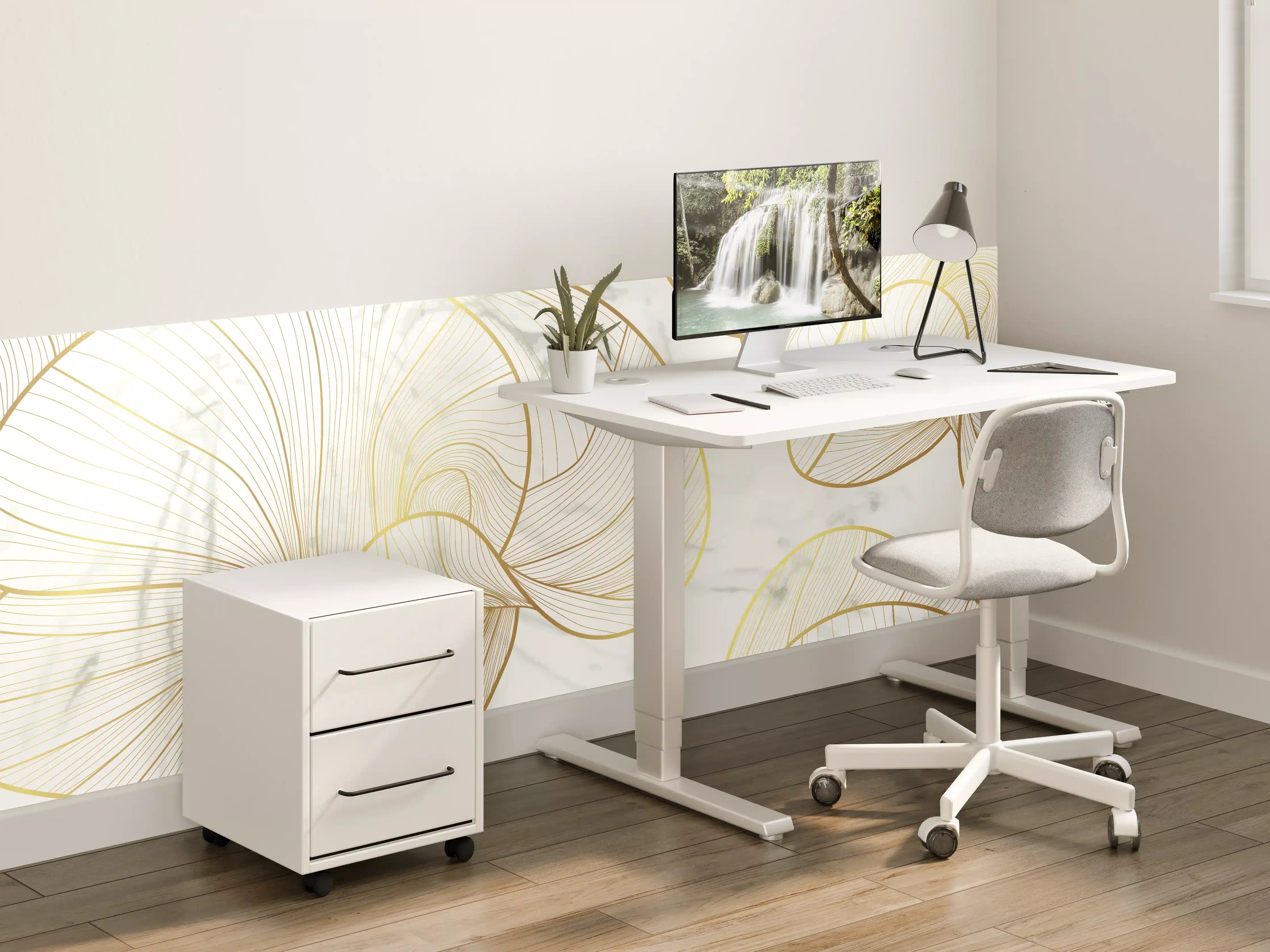 Kinderzimmer Wandgestaltung - Goldene Linien auf Marmor