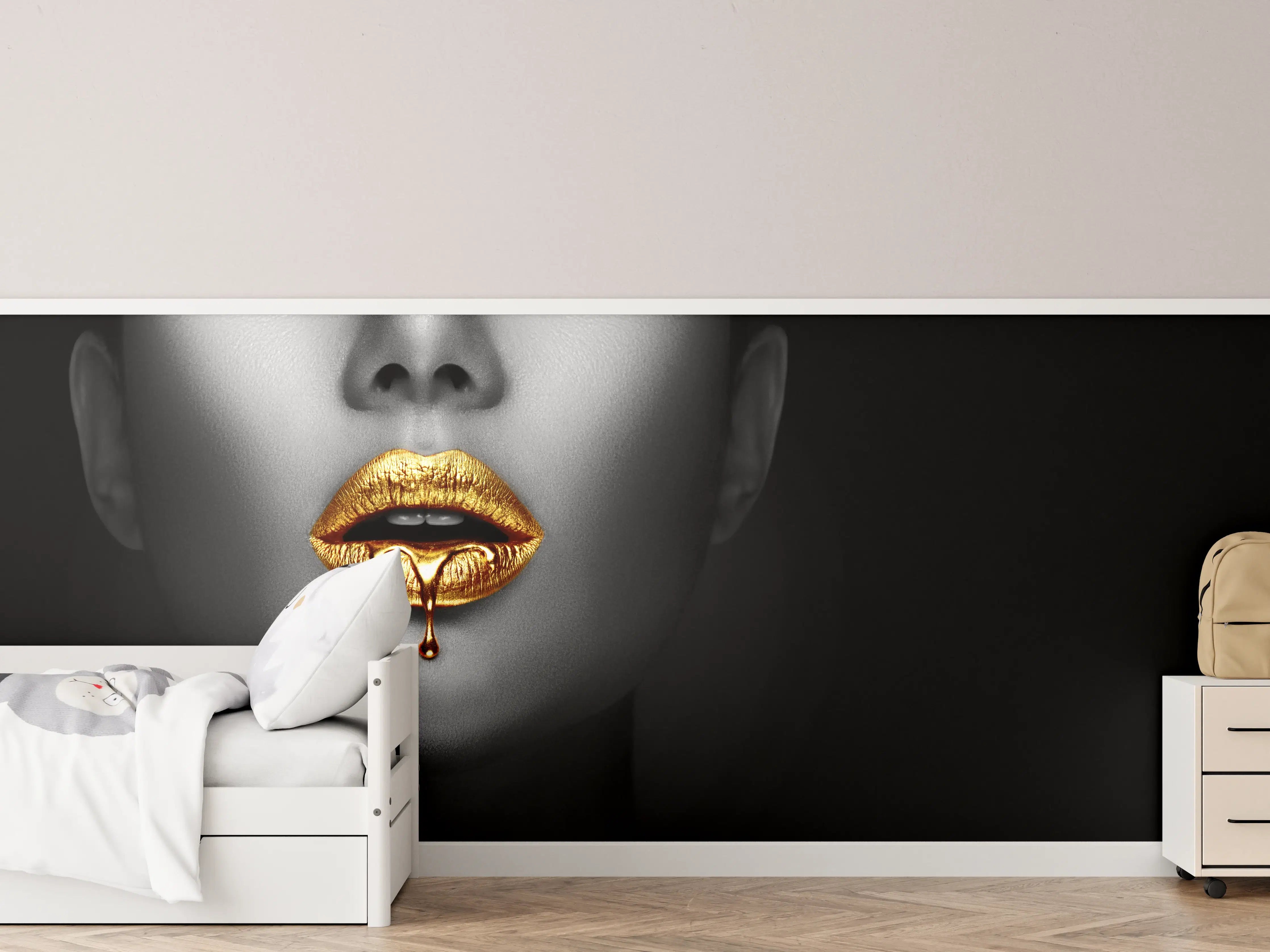Kinderzimmer Wandgestaltung - Goldene Lippen Liquid Art