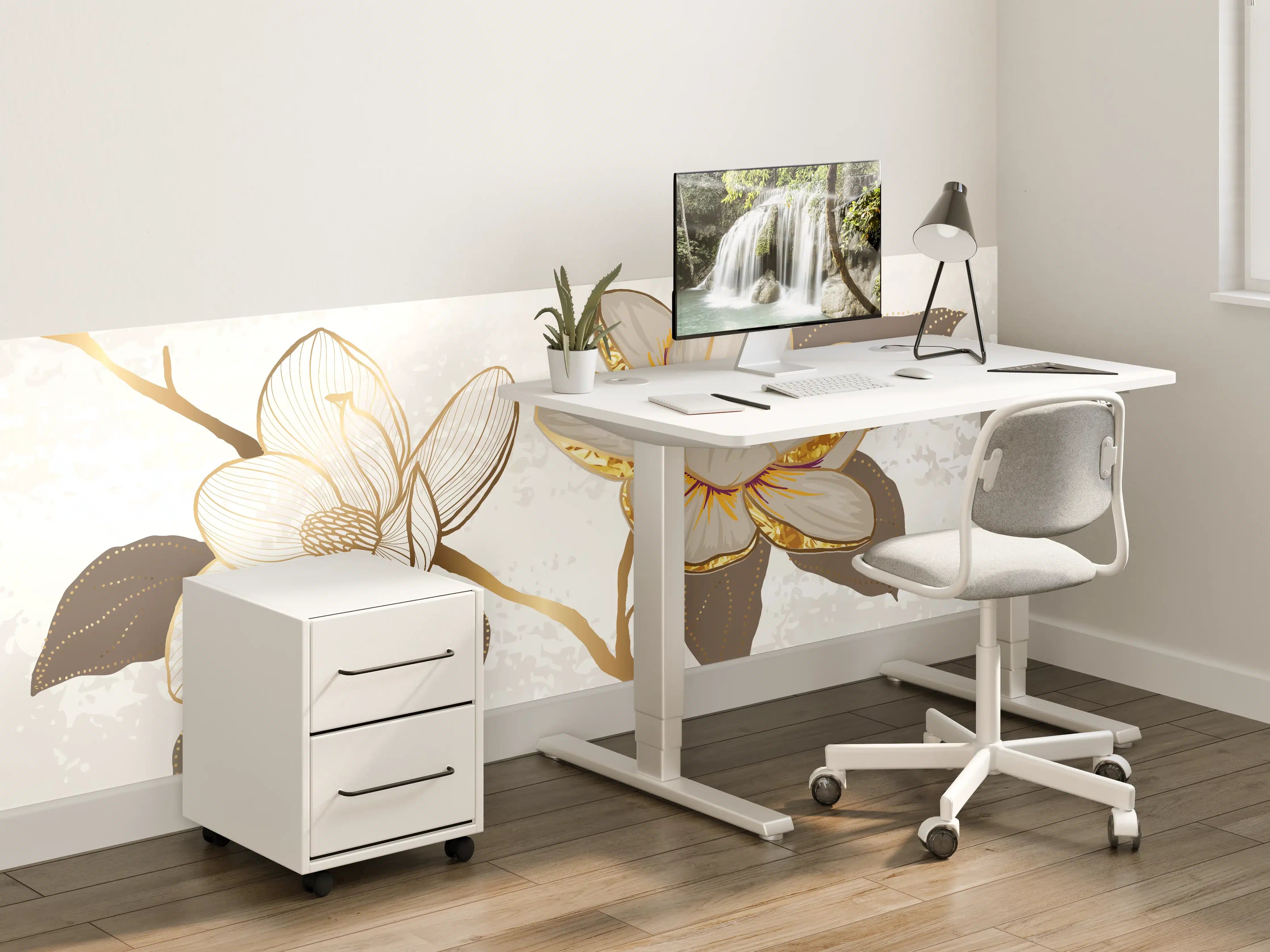 Kinderzimmer Wandgestaltung - Goldene Magnolien Kunst-Design