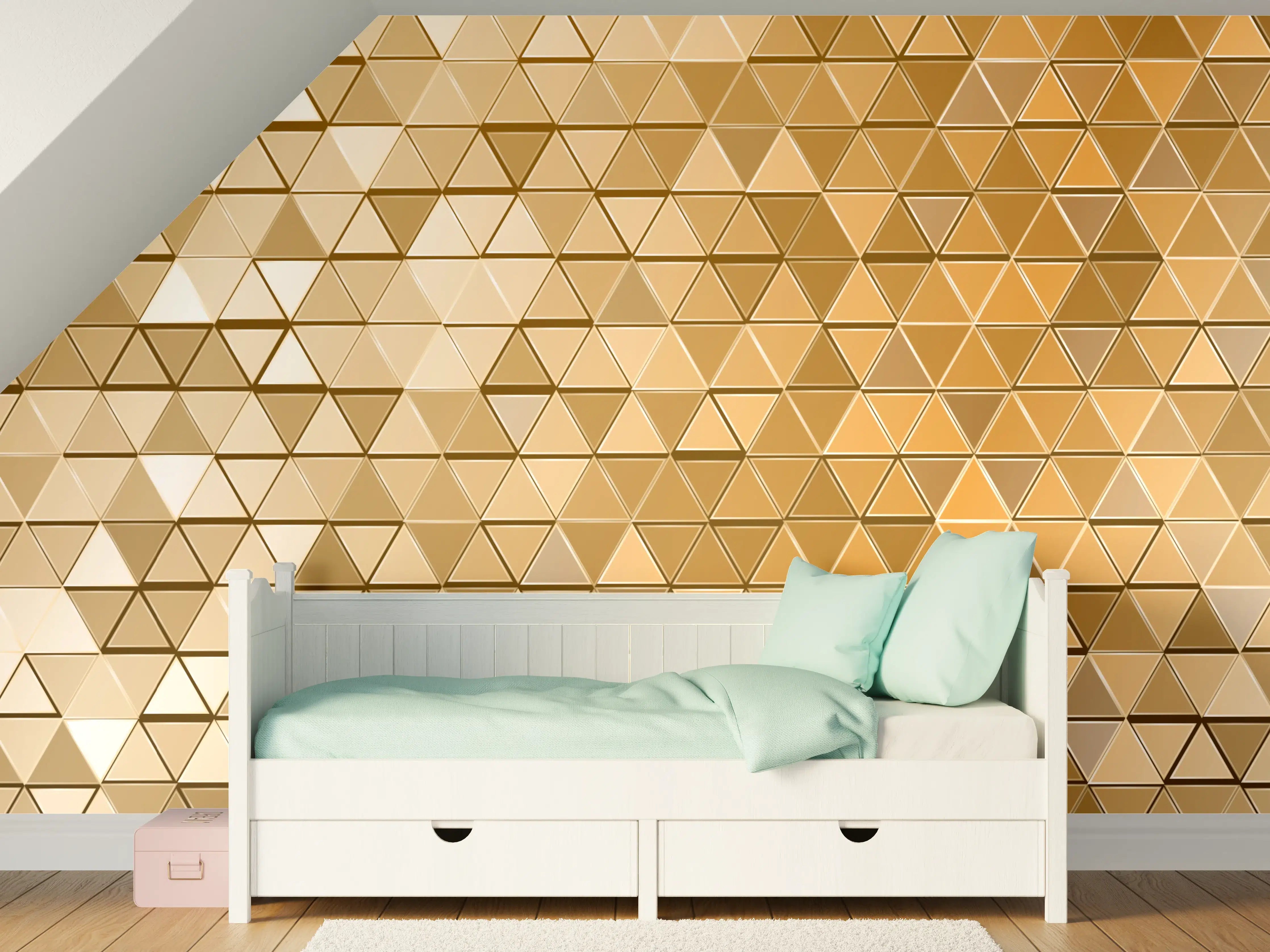 Kinderzimmer Wandgestaltung - Goldene Metall-Mosaikstruktur