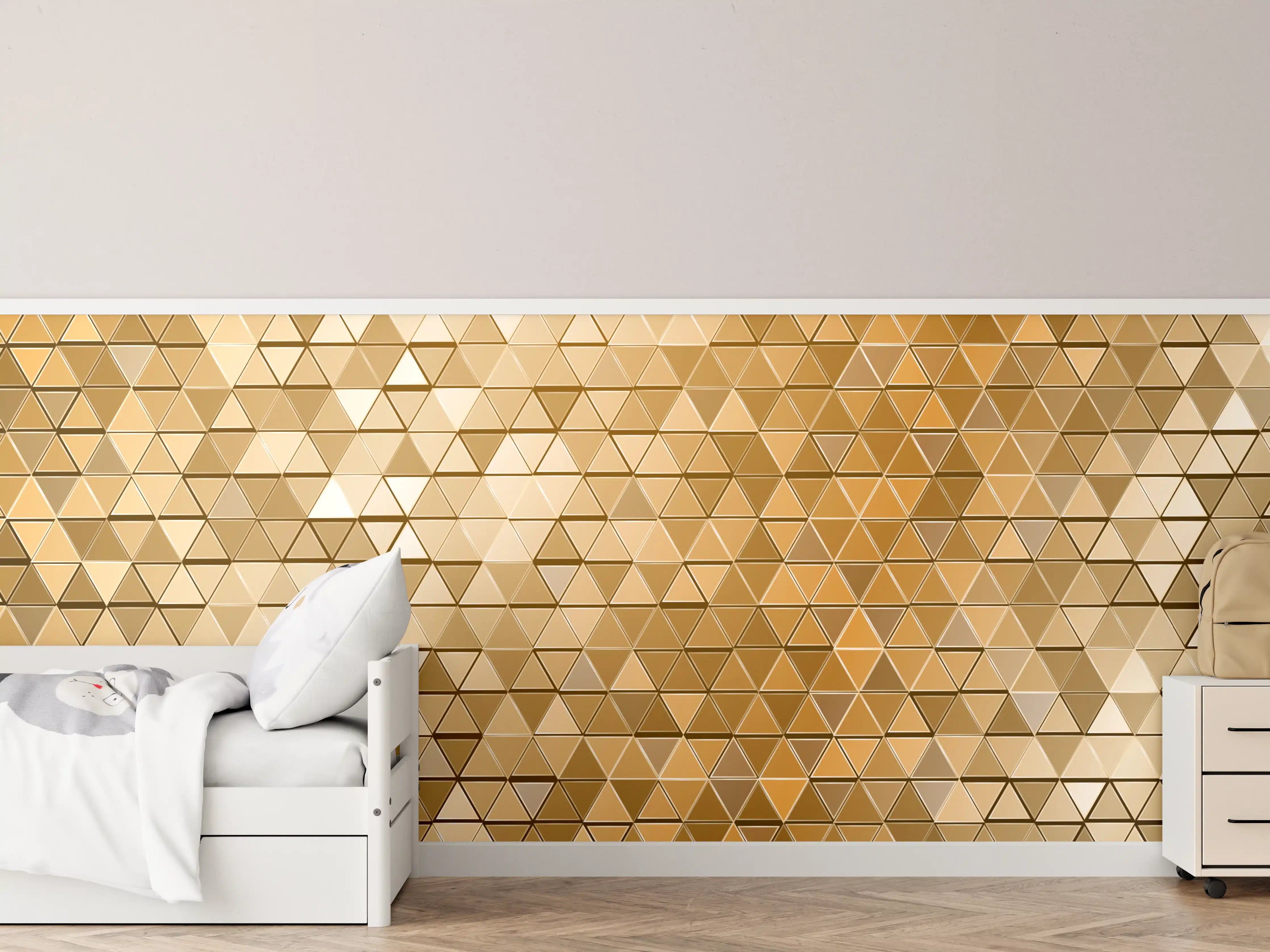 Kinderzimmer Wandgestaltung - Goldene Metall-Mosaikstruktur