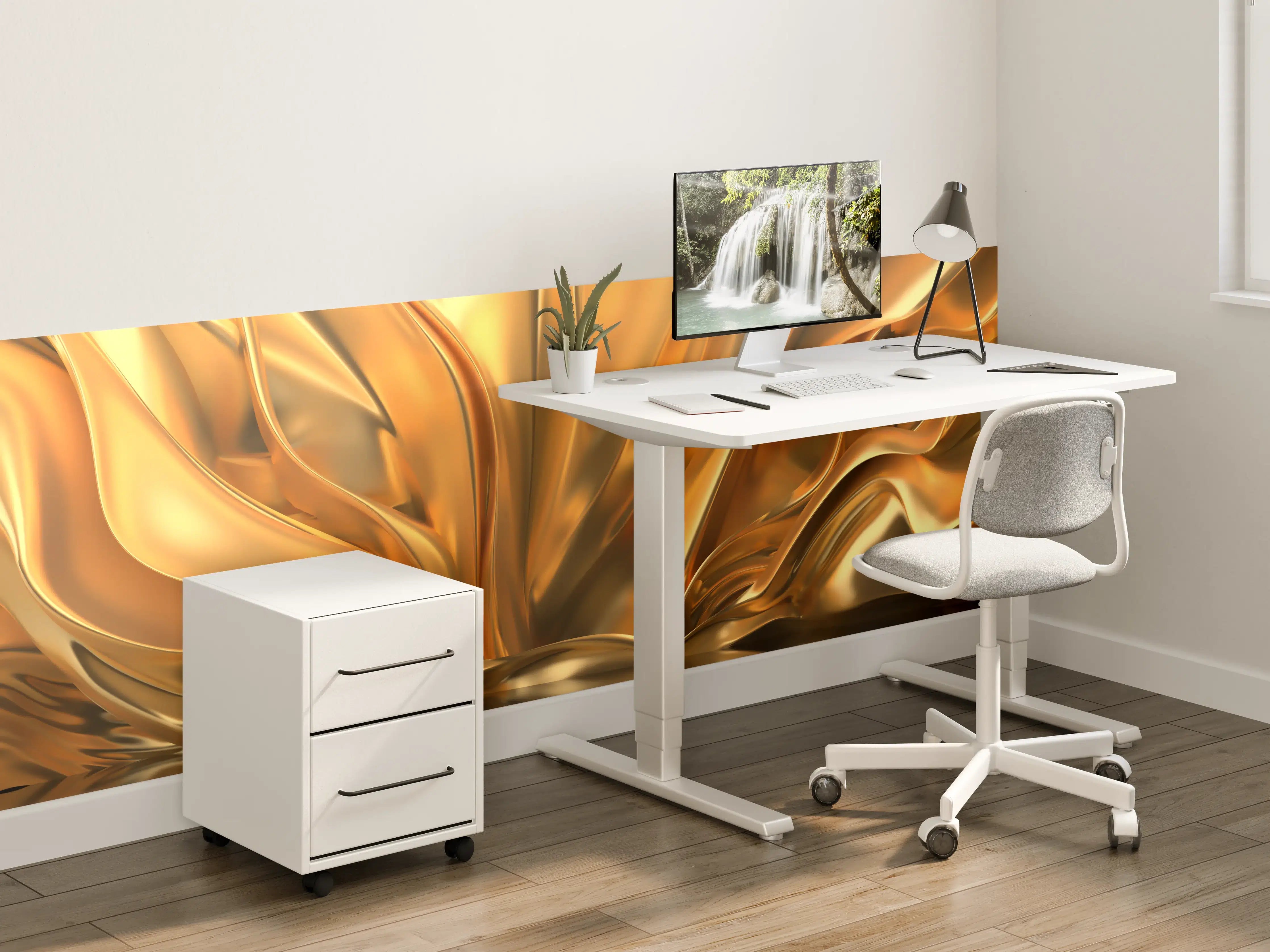 Kinderzimmer Wandgestaltung - Goldene Metall-Textur mit glänzendem Finish