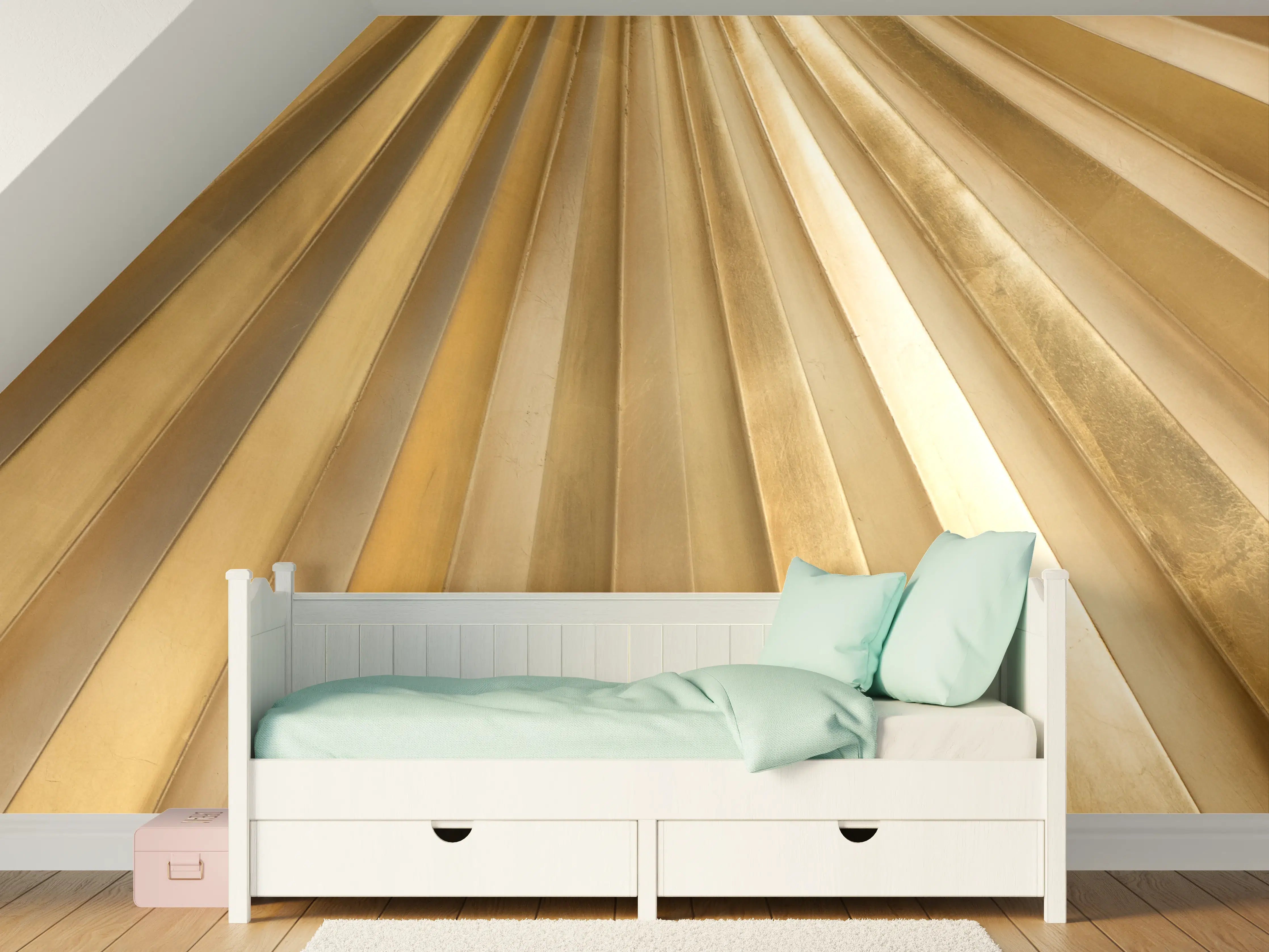 Kinderzimmer Wandgestaltung - Goldene Metalllamellen