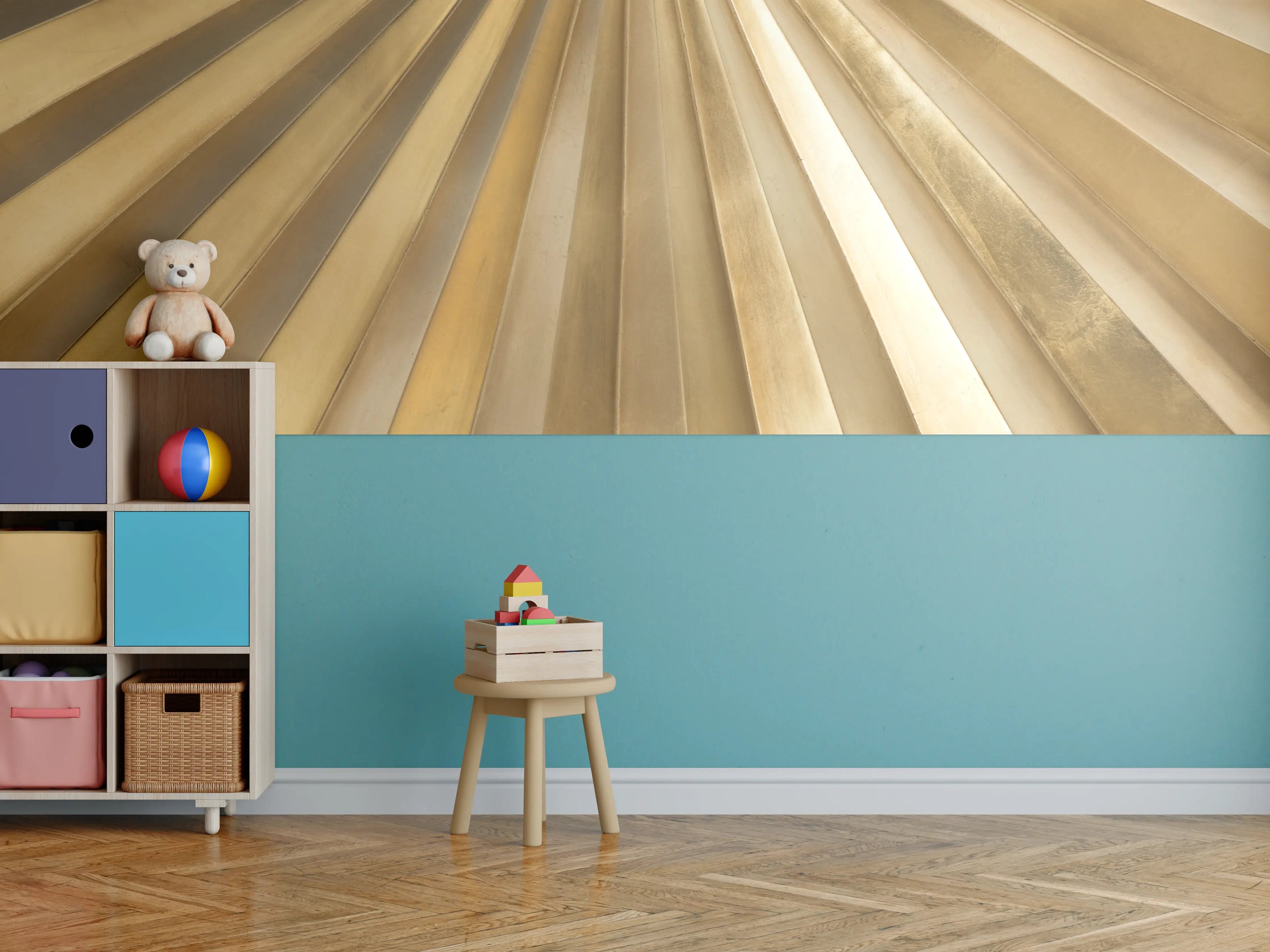 Kinderzimmer Wandgestaltung - Goldene Metalllamellen