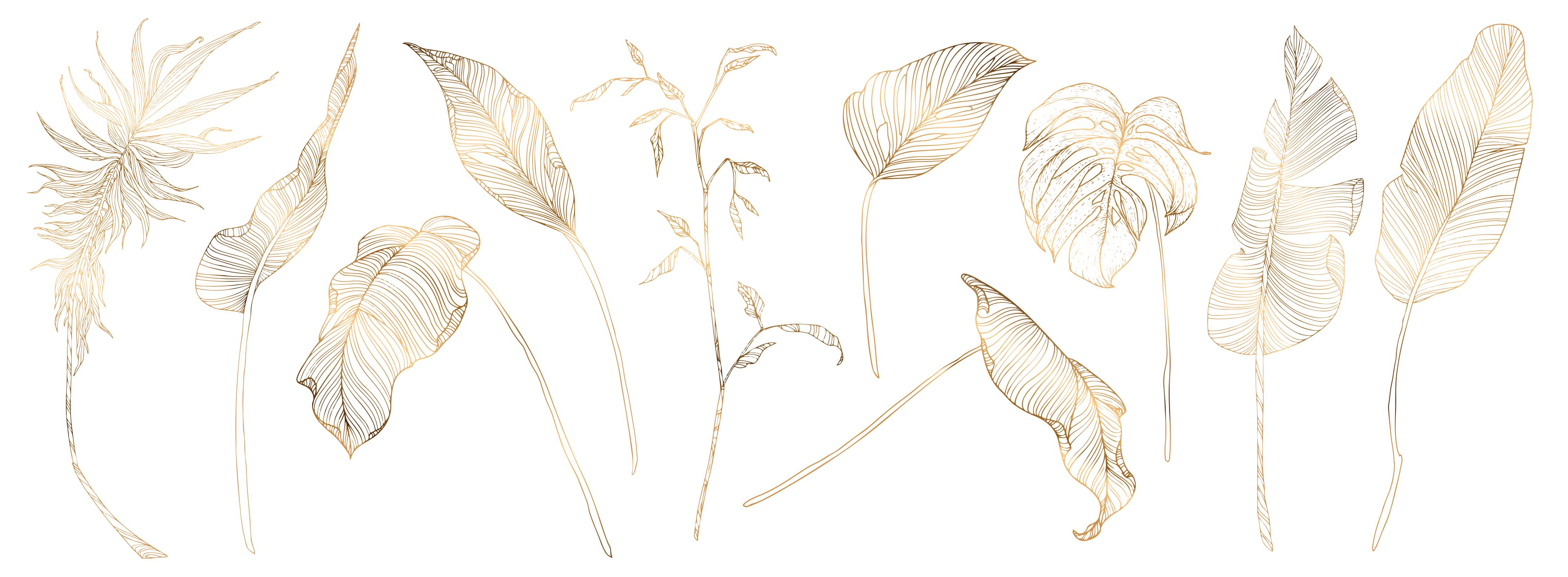 Kinderzimmer Wandgestaltung-Goldene Pflanzenlinien Zeichnung