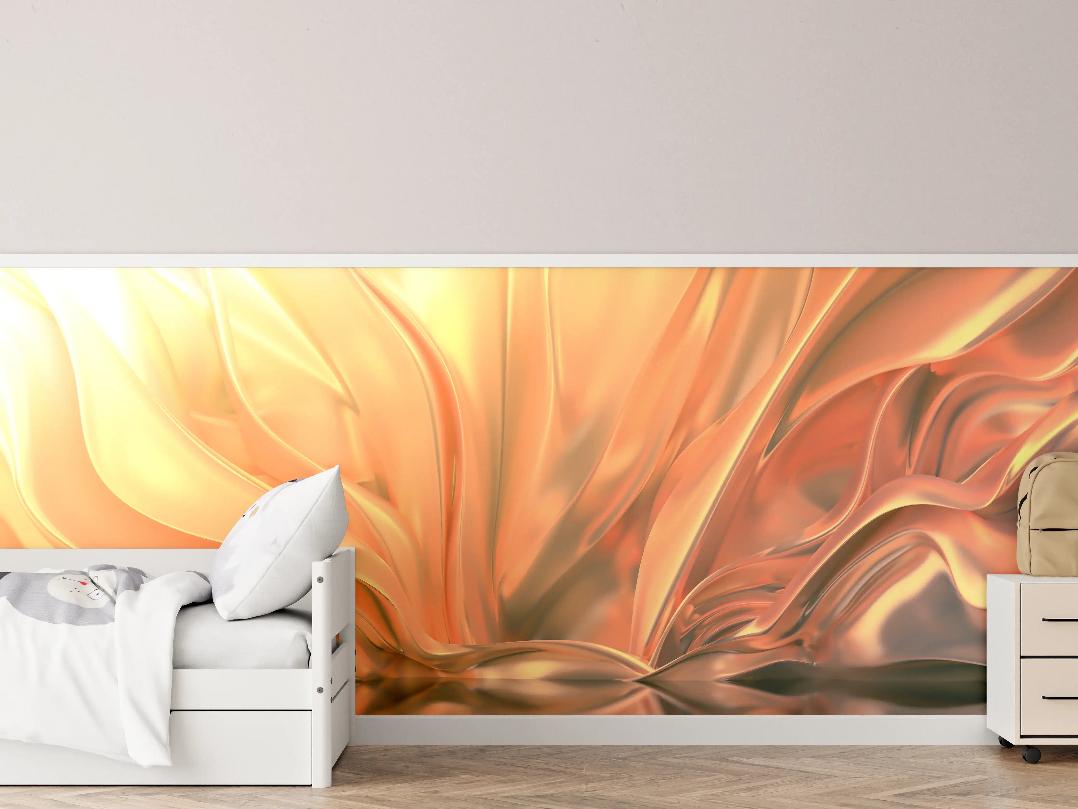 Kinderzimmer Wandgestaltung - Goldene Reflexionen in abstrakter Kunst