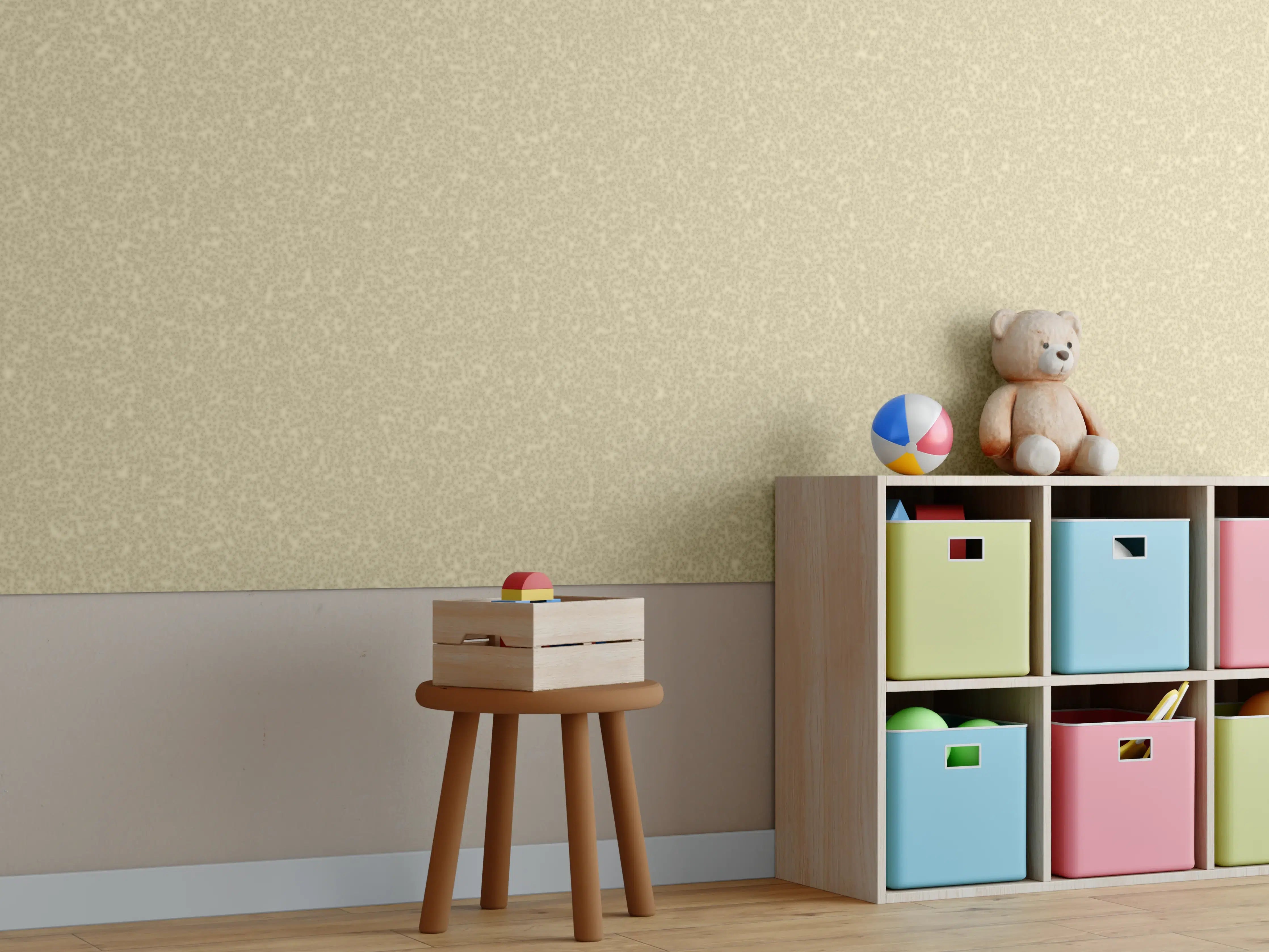 Kinderzimmer Wandgestaltung - Goldene Sandtextur mit feinen Körnern