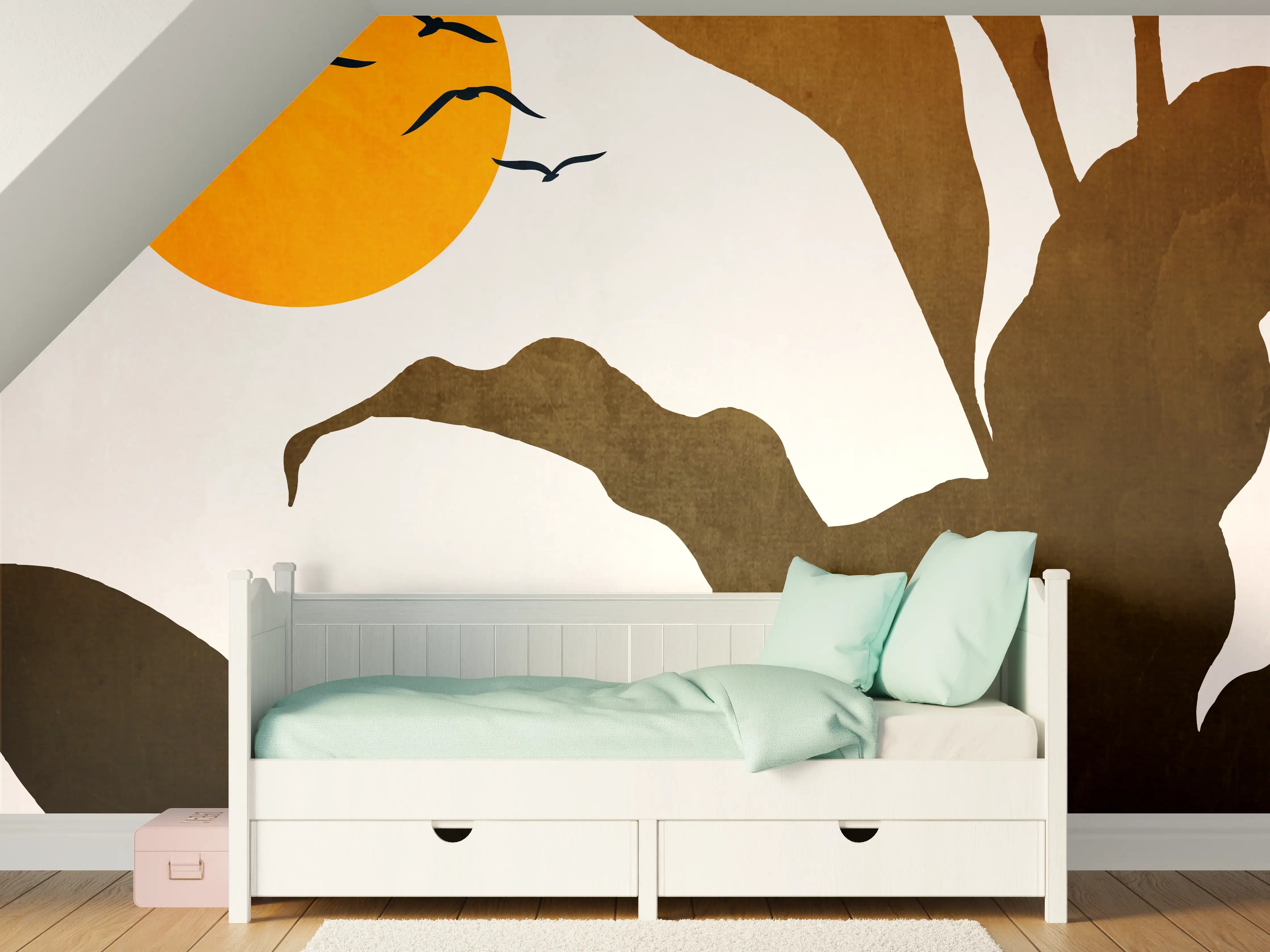 Kinderzimmer Wandgestaltung - Goldene Sonne - Grafik