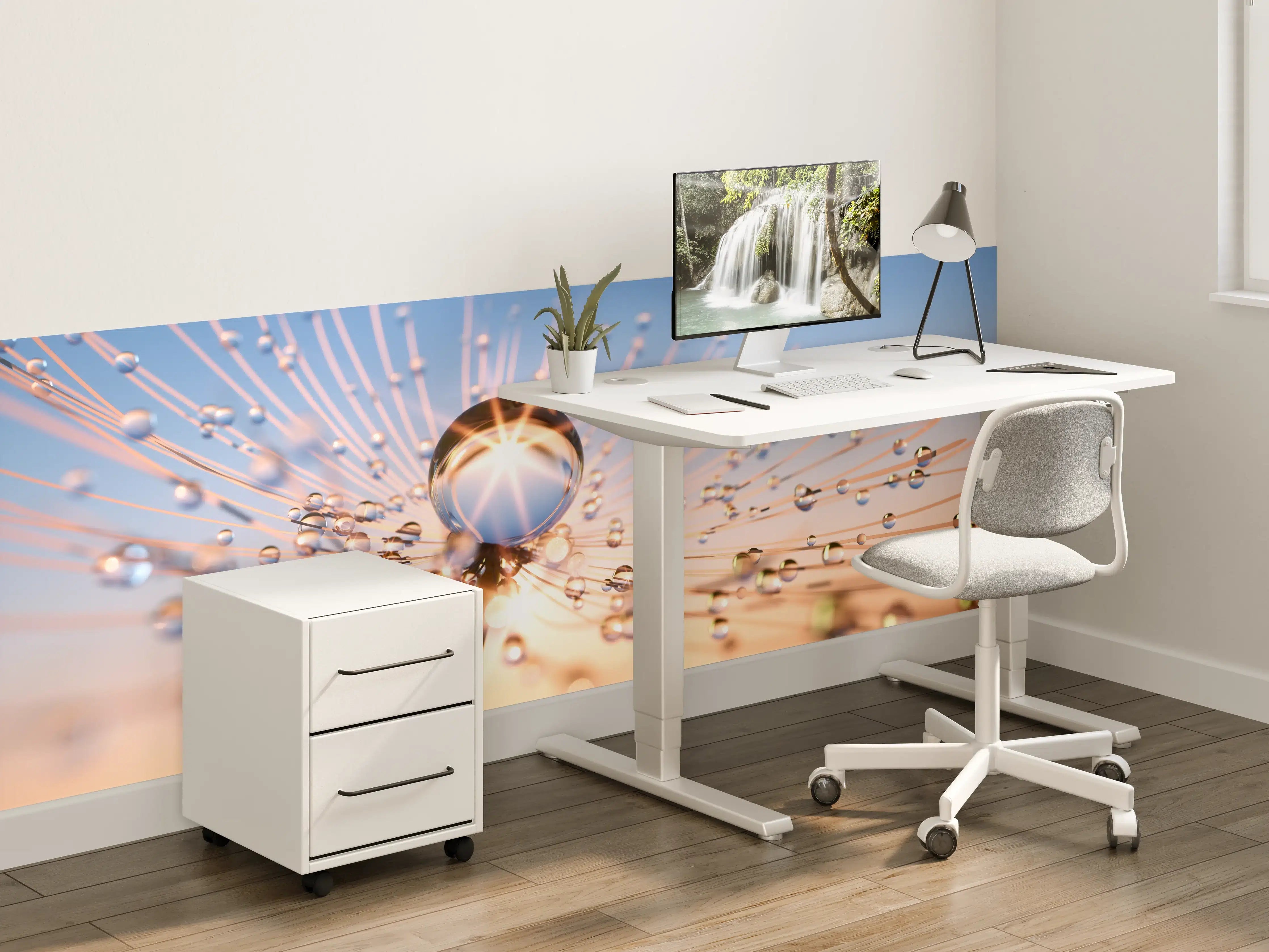 Kinderzimmer Wandgestaltung - Goldene Sonnenstrahlen spiegeln sich in Wasserkugeln