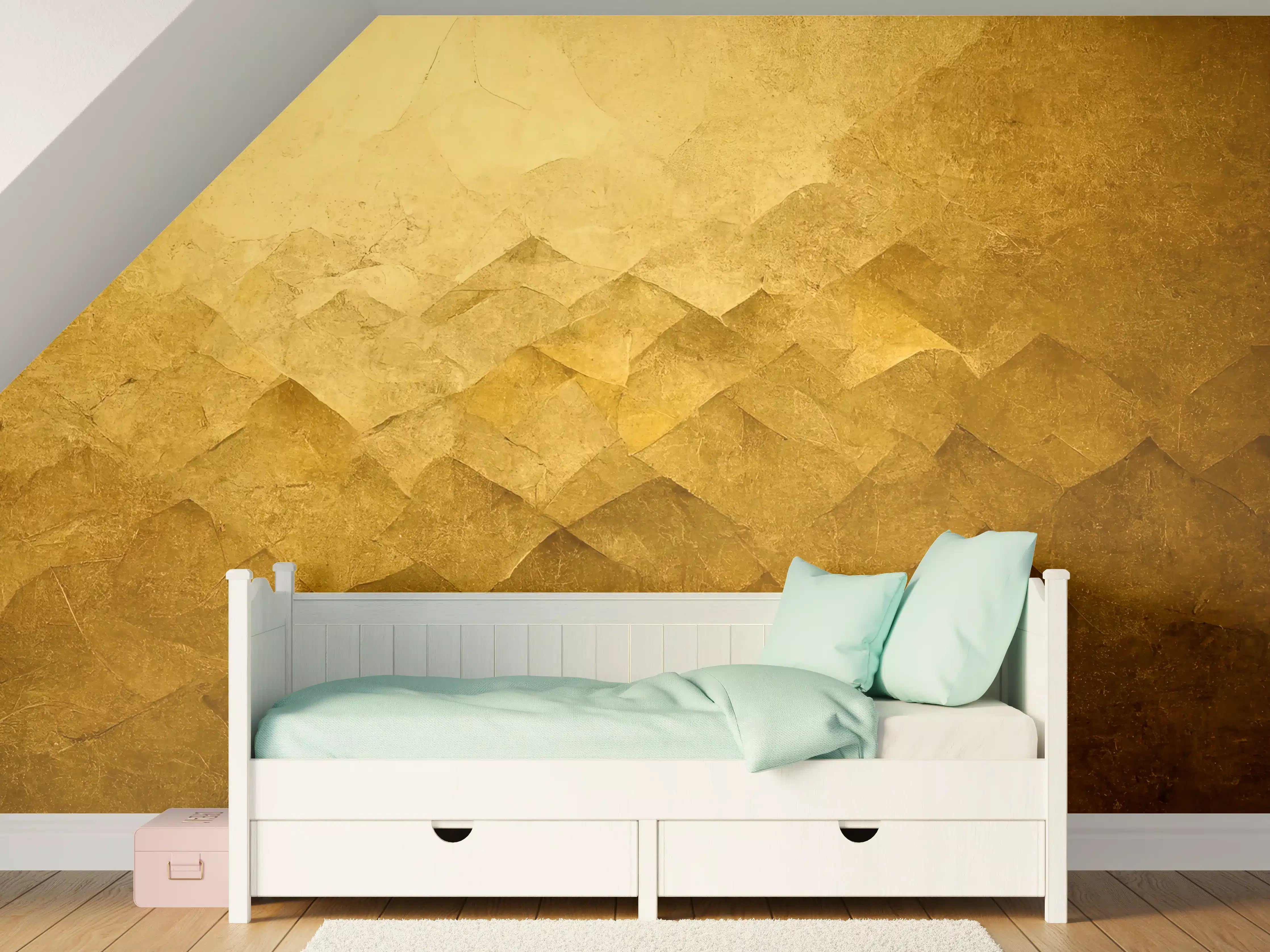 Kinderzimmer Wandgestaltung - Goldene Textur mit Metallic-Effekt