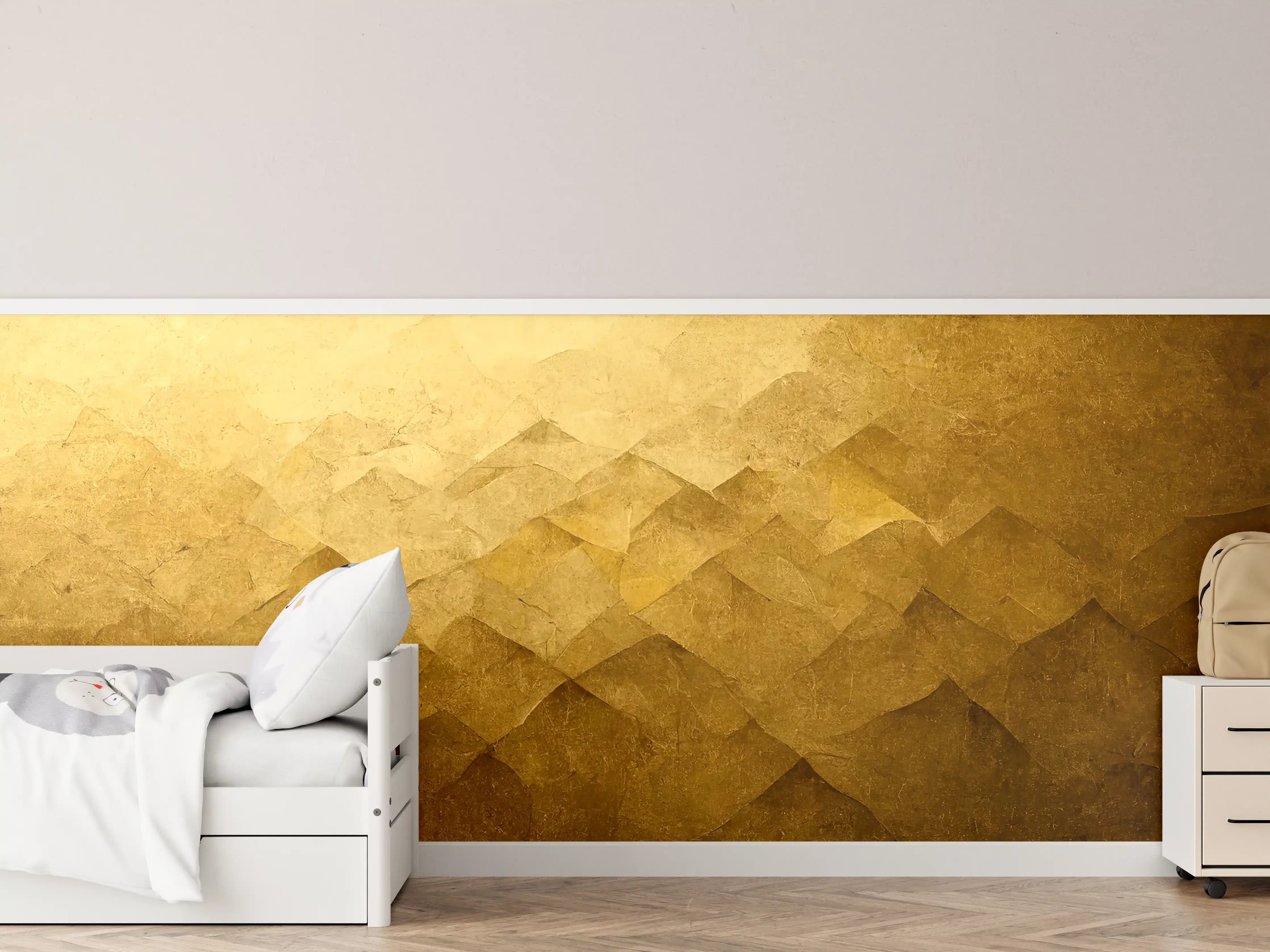 Kinderzimmer Wandgestaltung - Goldene Textur mit Metallic-Effekt
