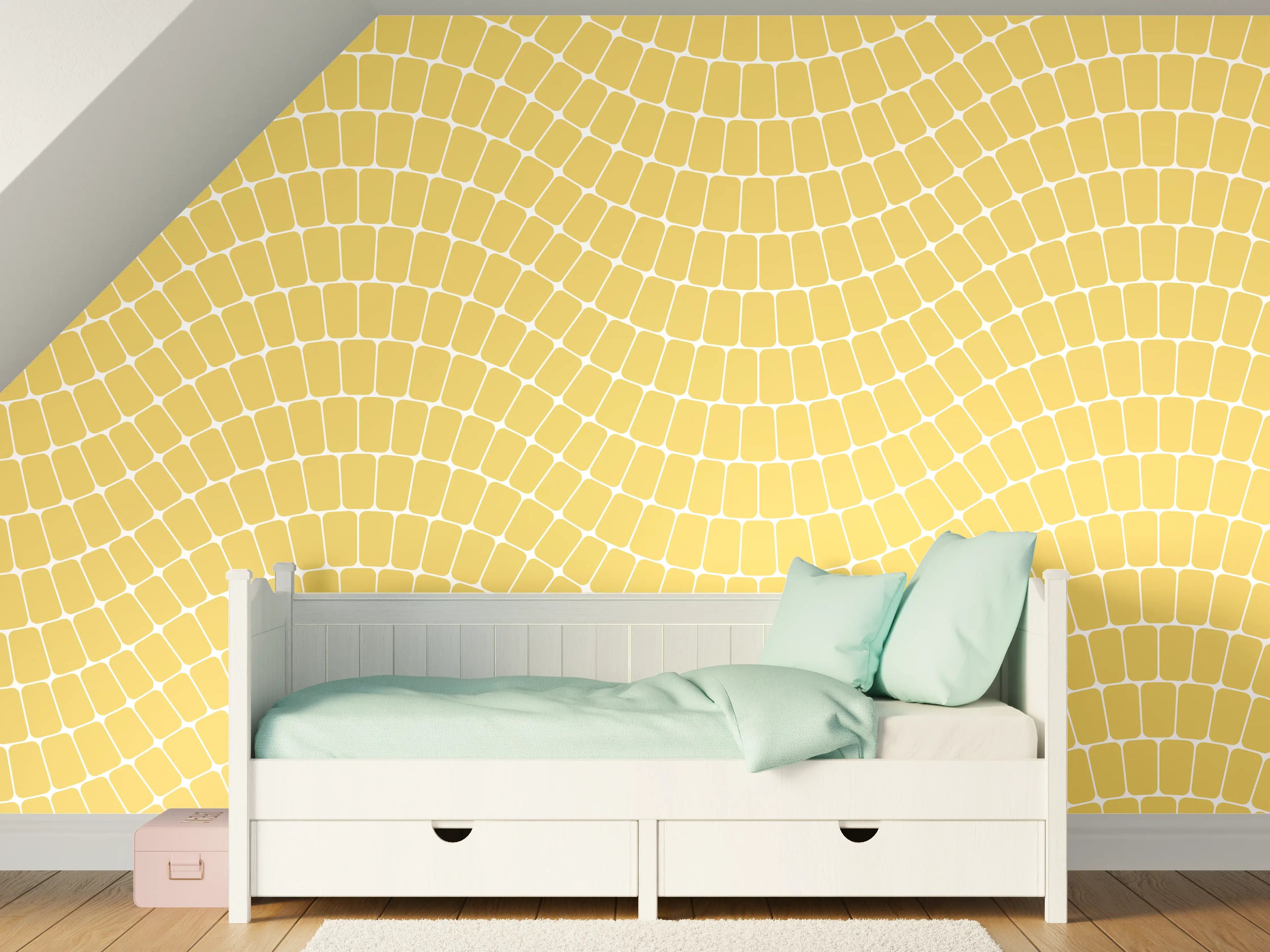 Kinderzimmer Wandgestaltung - Goldene Wellenstruktur