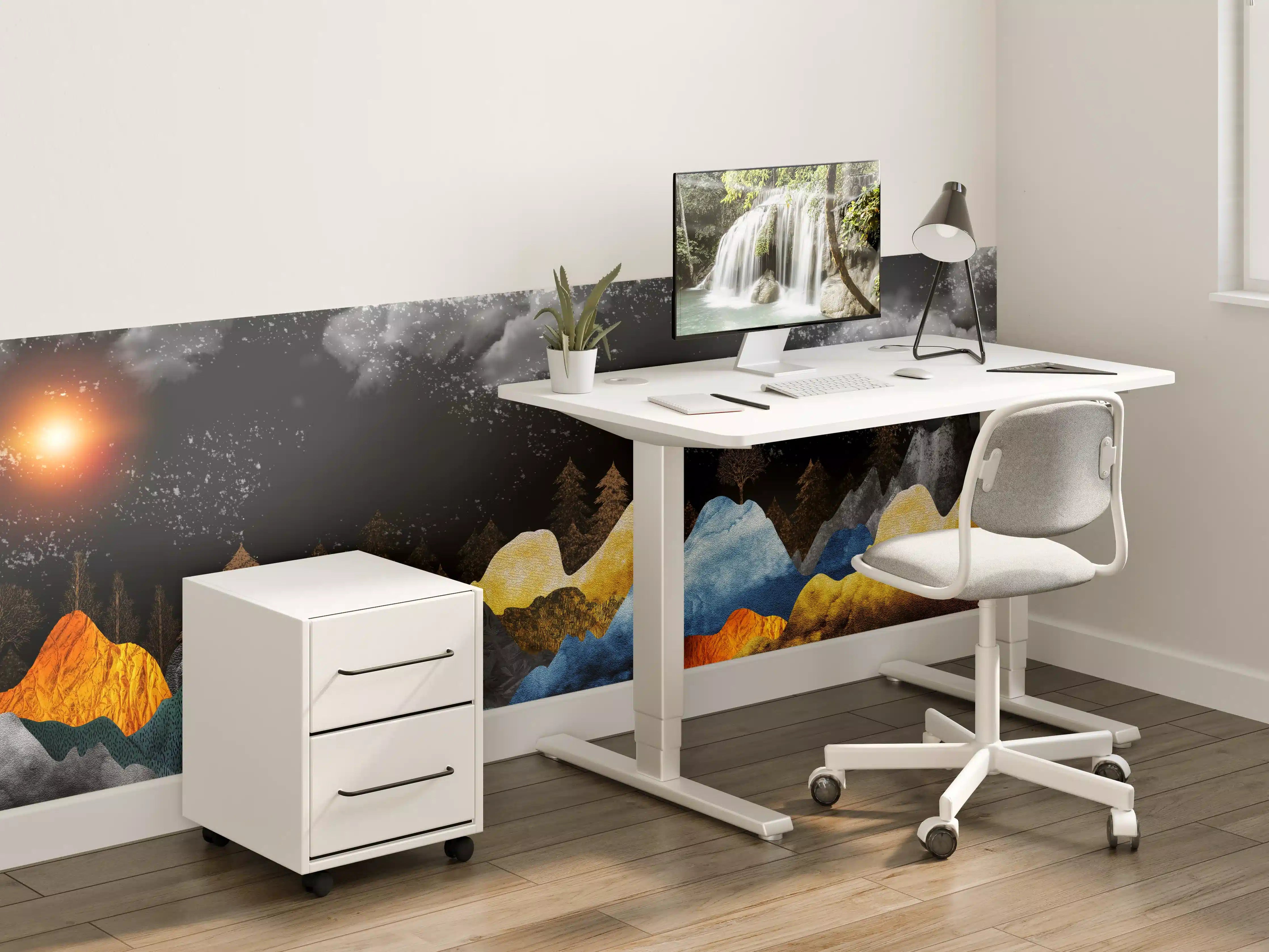 Kinderzimmer Wandgestaltung - Goldene Winterberge Wandtapete