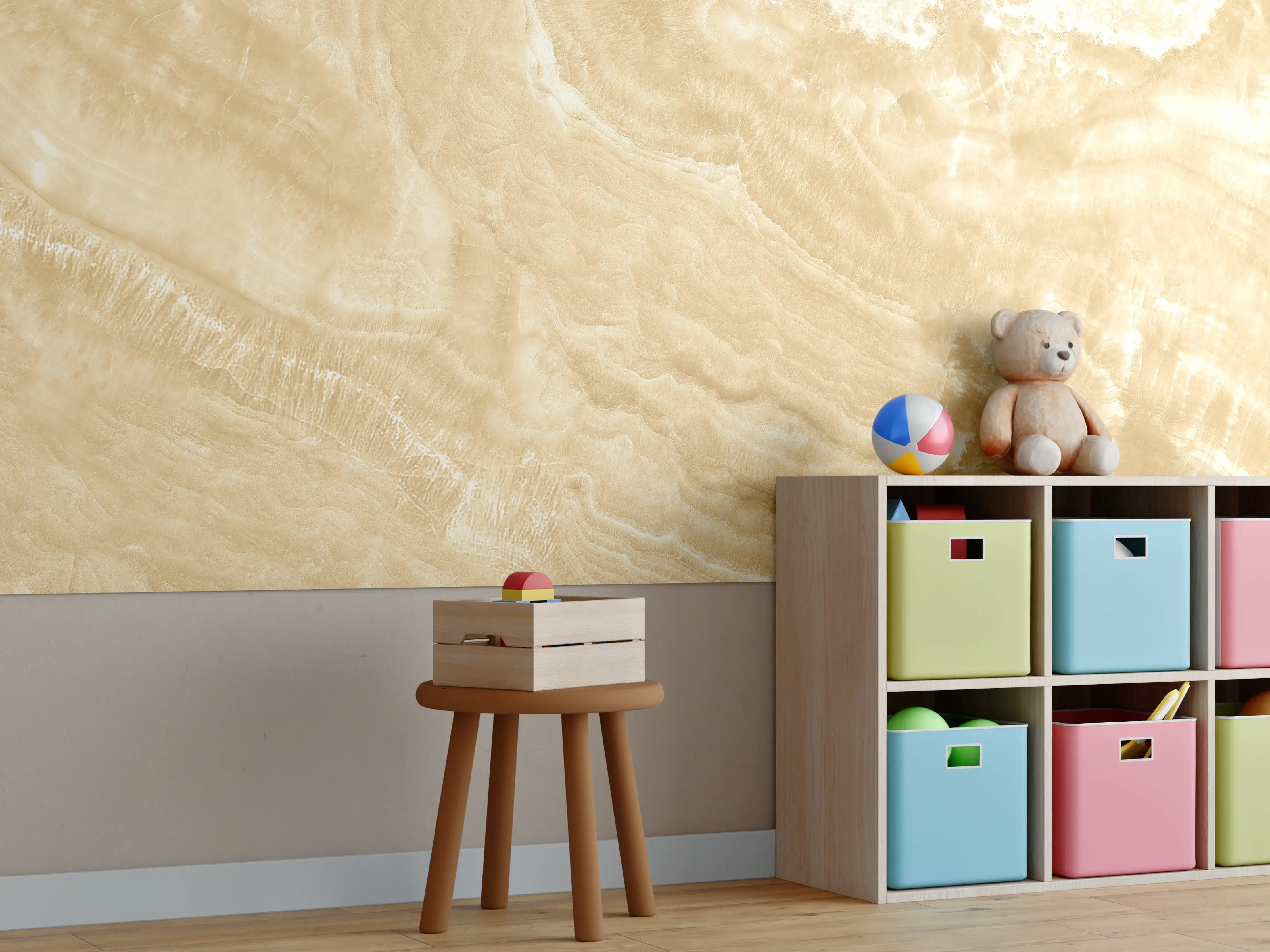 Kinderzimmer Wandgestaltung - Goldener Marmor