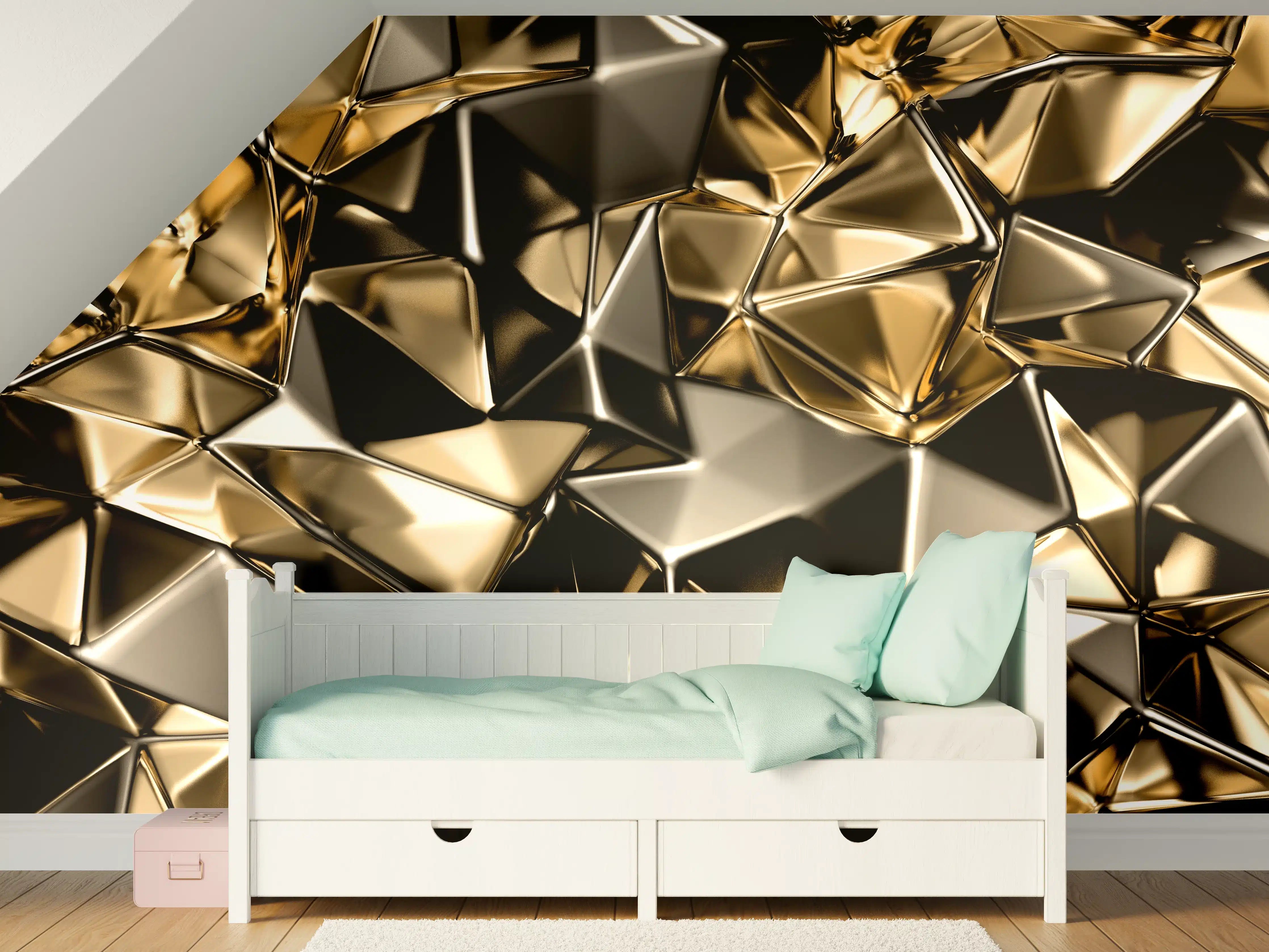 Kinderzimmer Wandgestaltung - Goldenes Dreieck-Kristall-Design