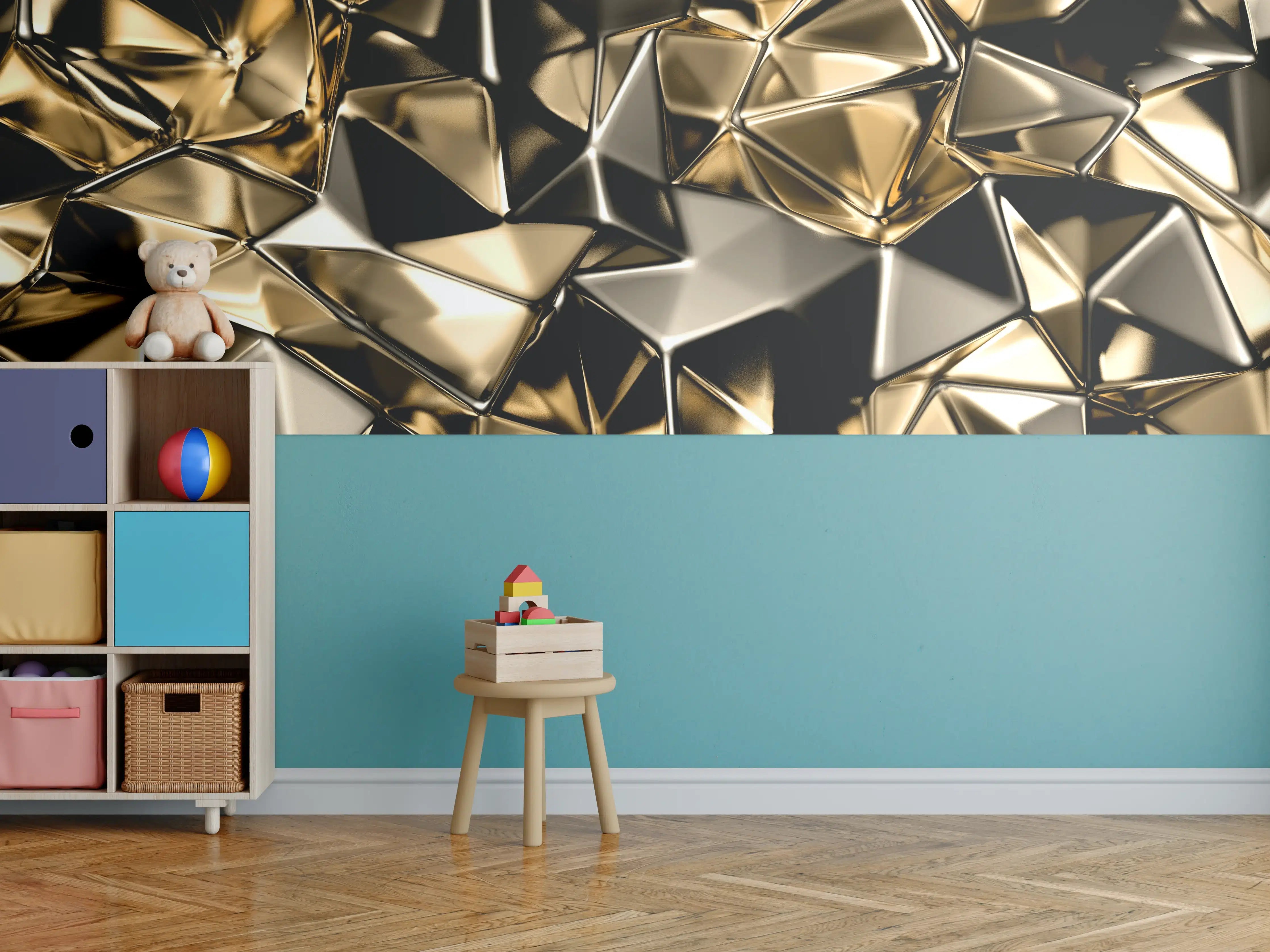 Kinderzimmer Wandgestaltung - Goldenes Dreieck-Kristall-Design