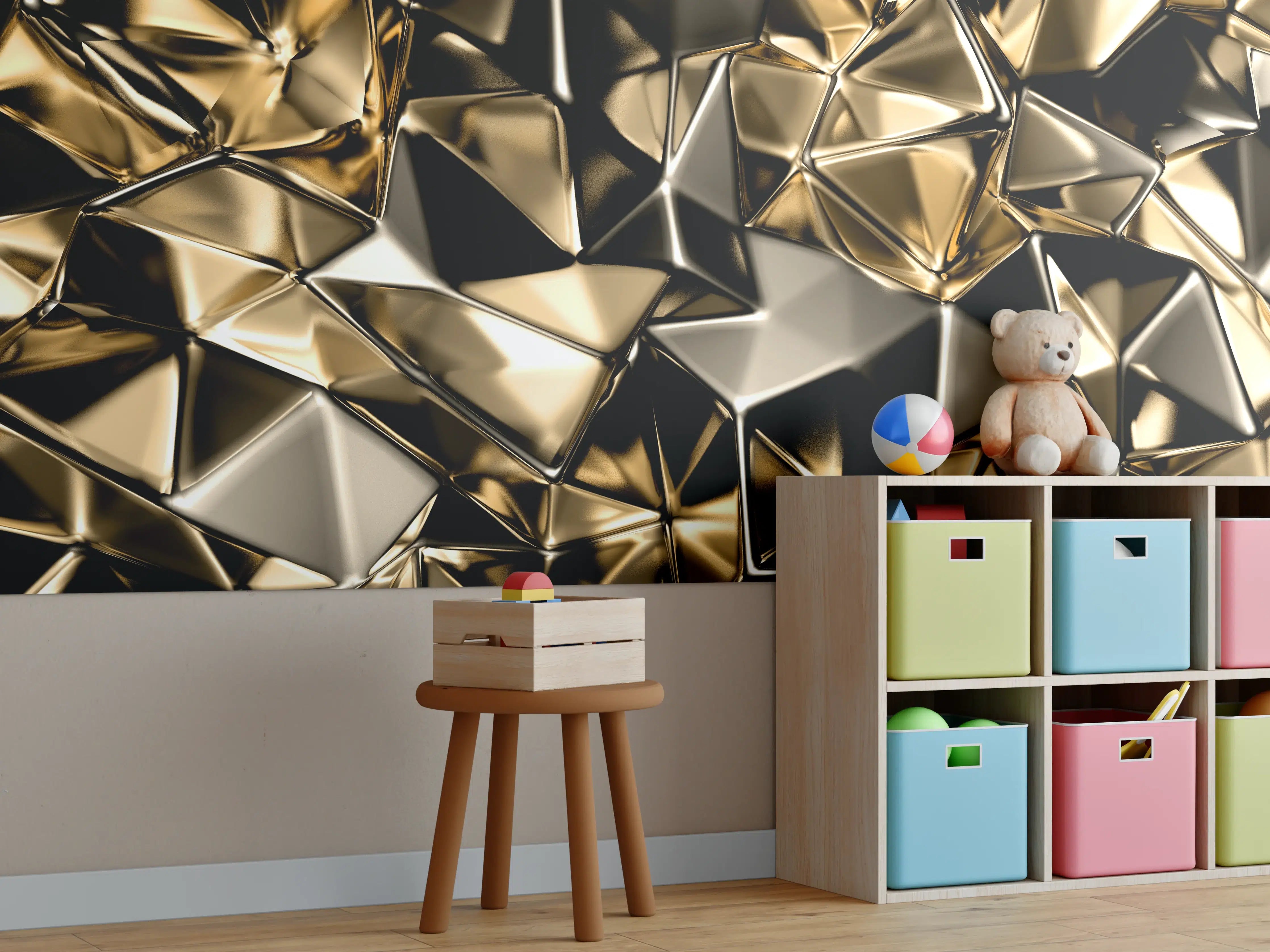 Kinderzimmer Wandgestaltung - Goldenes Dreieck-Kristall-Design