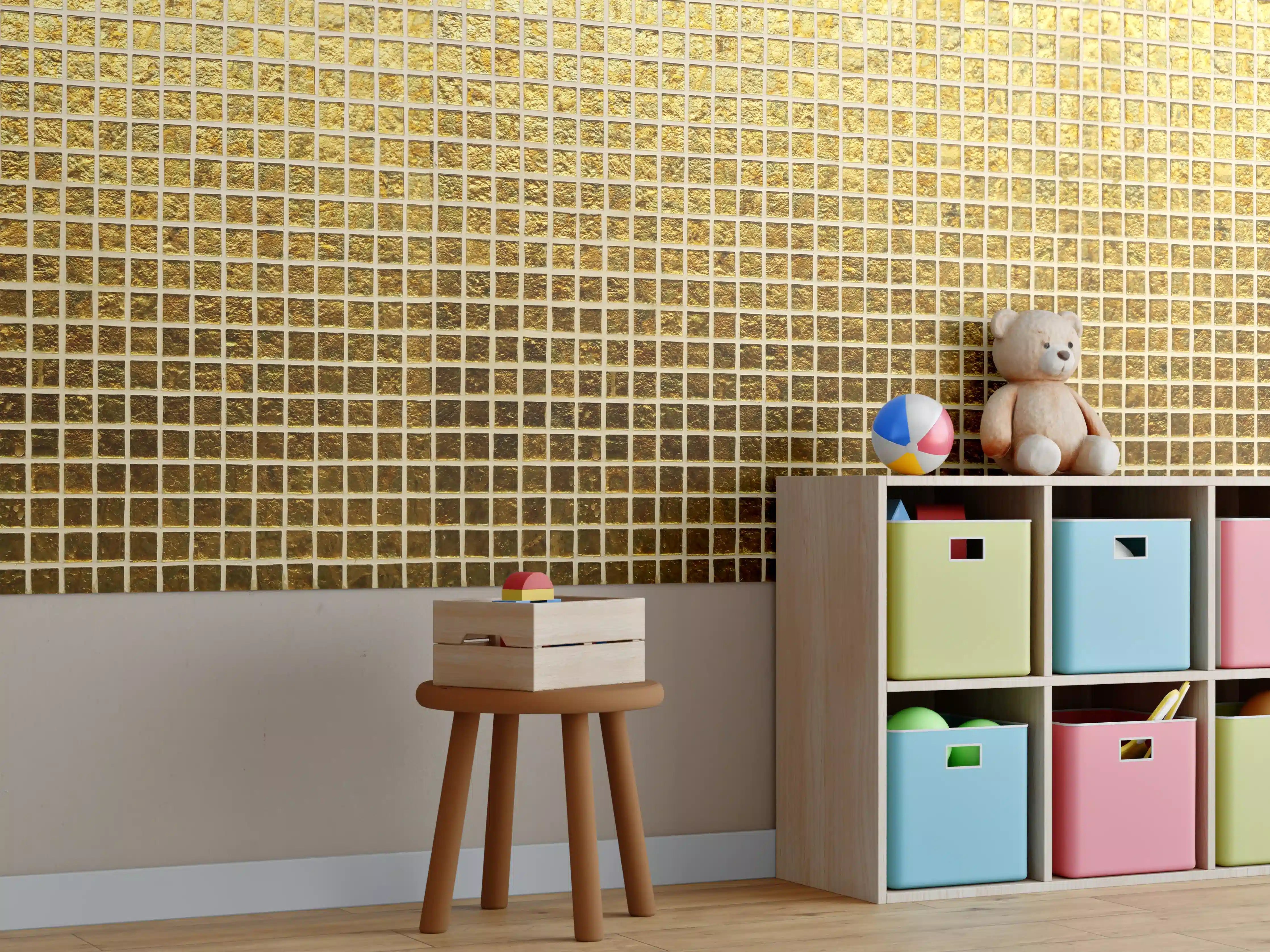 Kinderzimmer Wandgestaltung - Goldenes Fliesenmuster