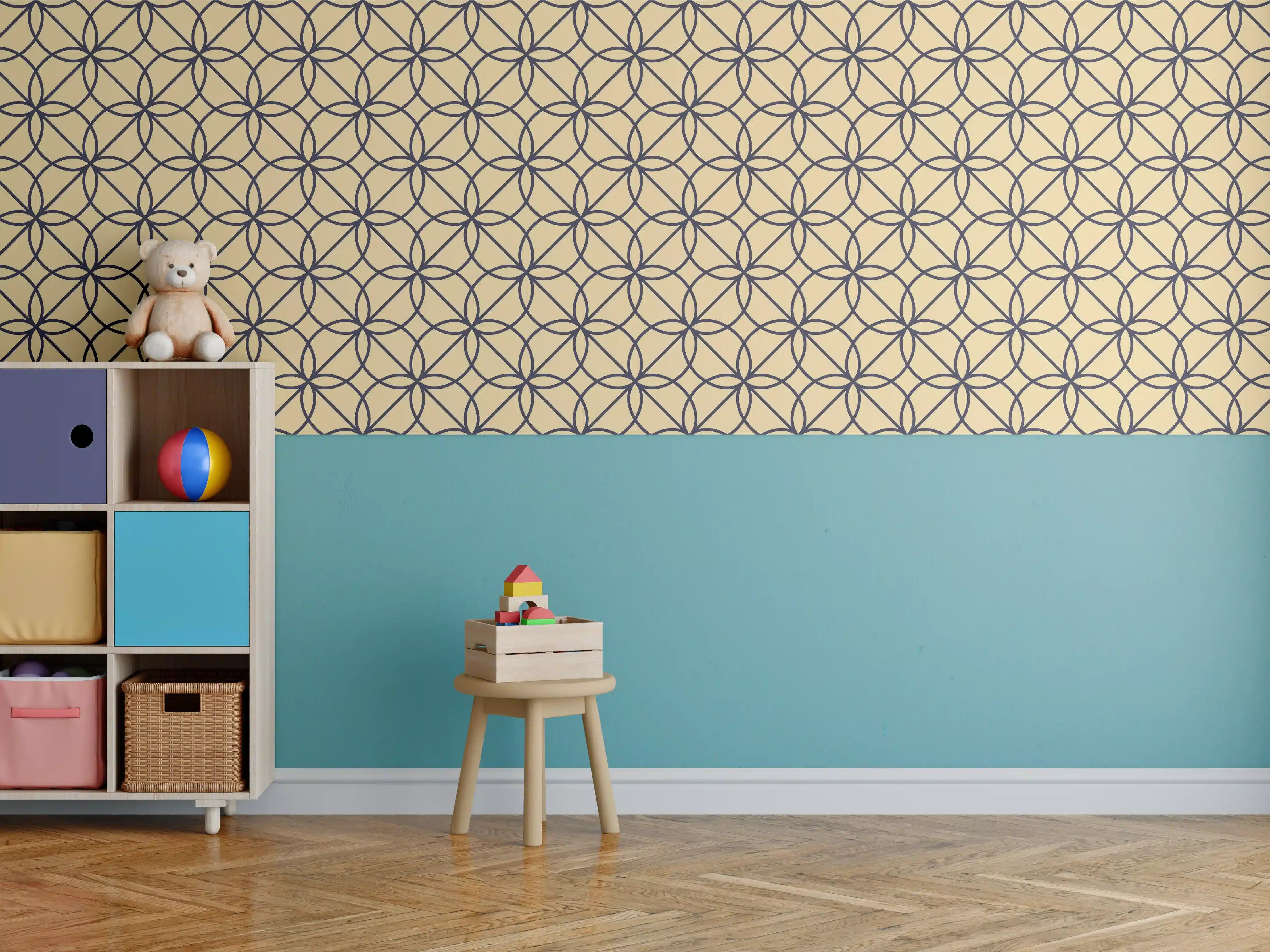 Kinderzimmer Wandgestaltung - Goldenes Geometrisches Muster