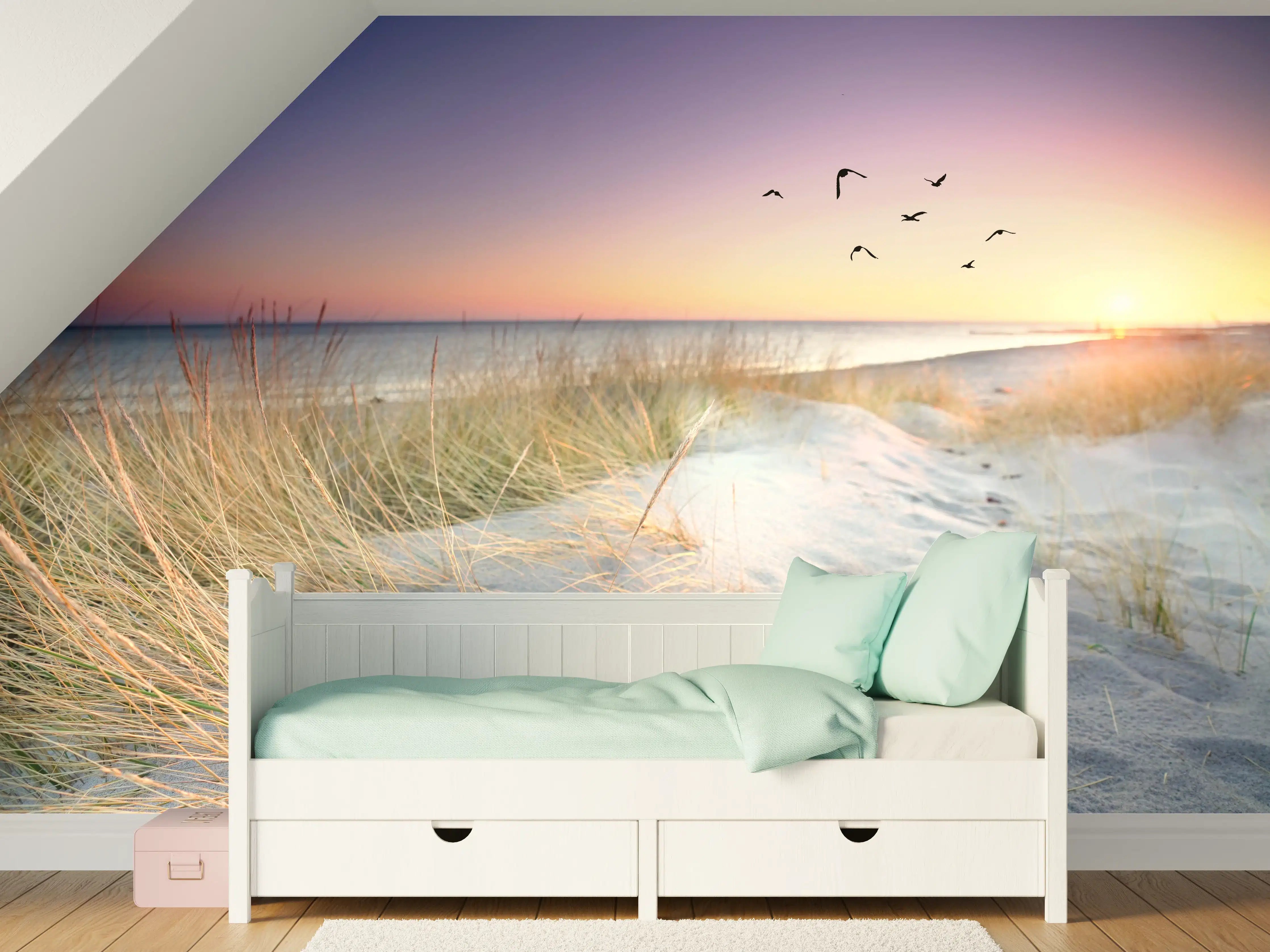 Kinderzimmer Wandgestaltung - Goldenes Sonnenlicht an der Ostsee