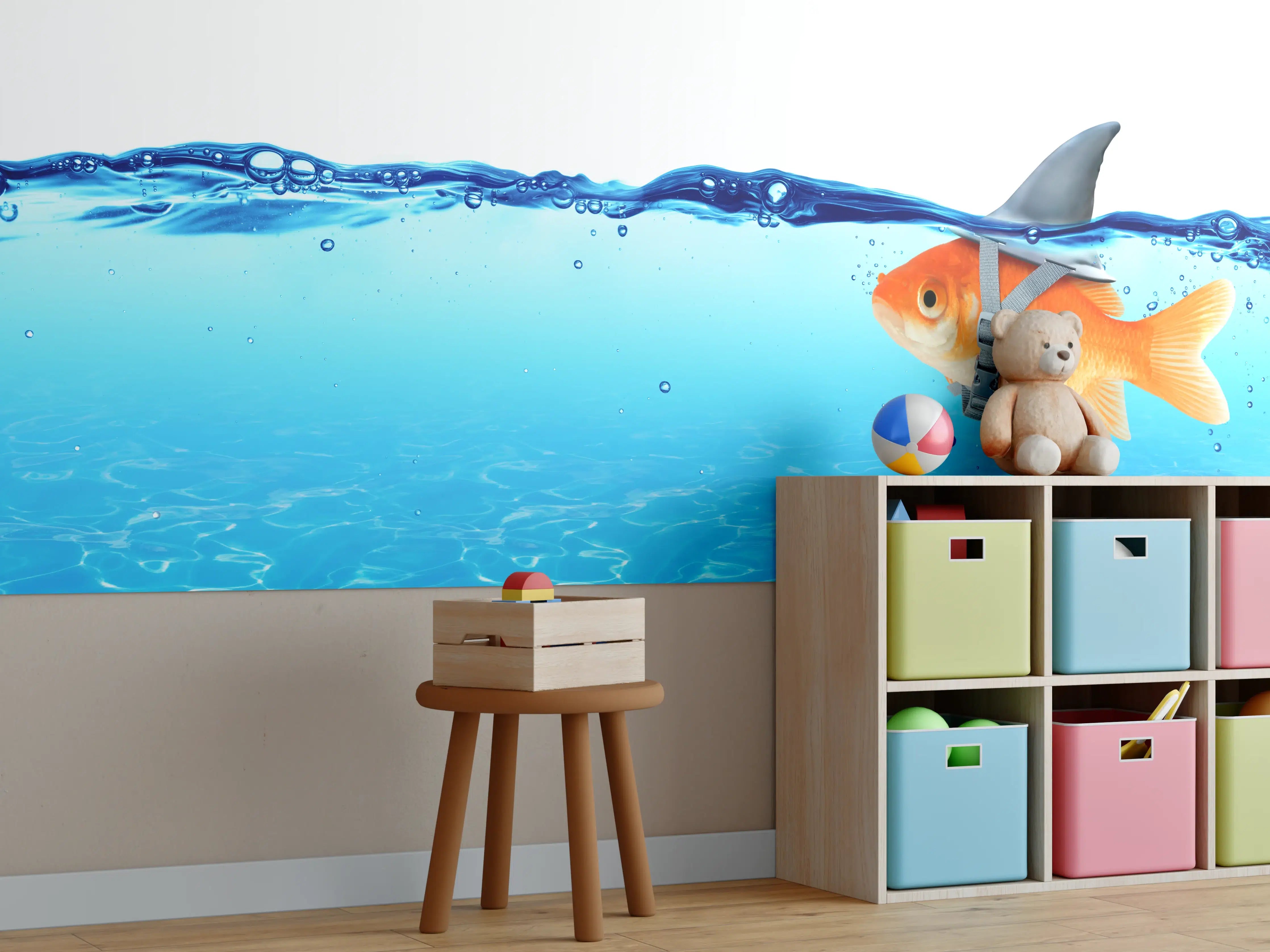Kinderzimmer Wandgestaltung - Goldfisch als Hai