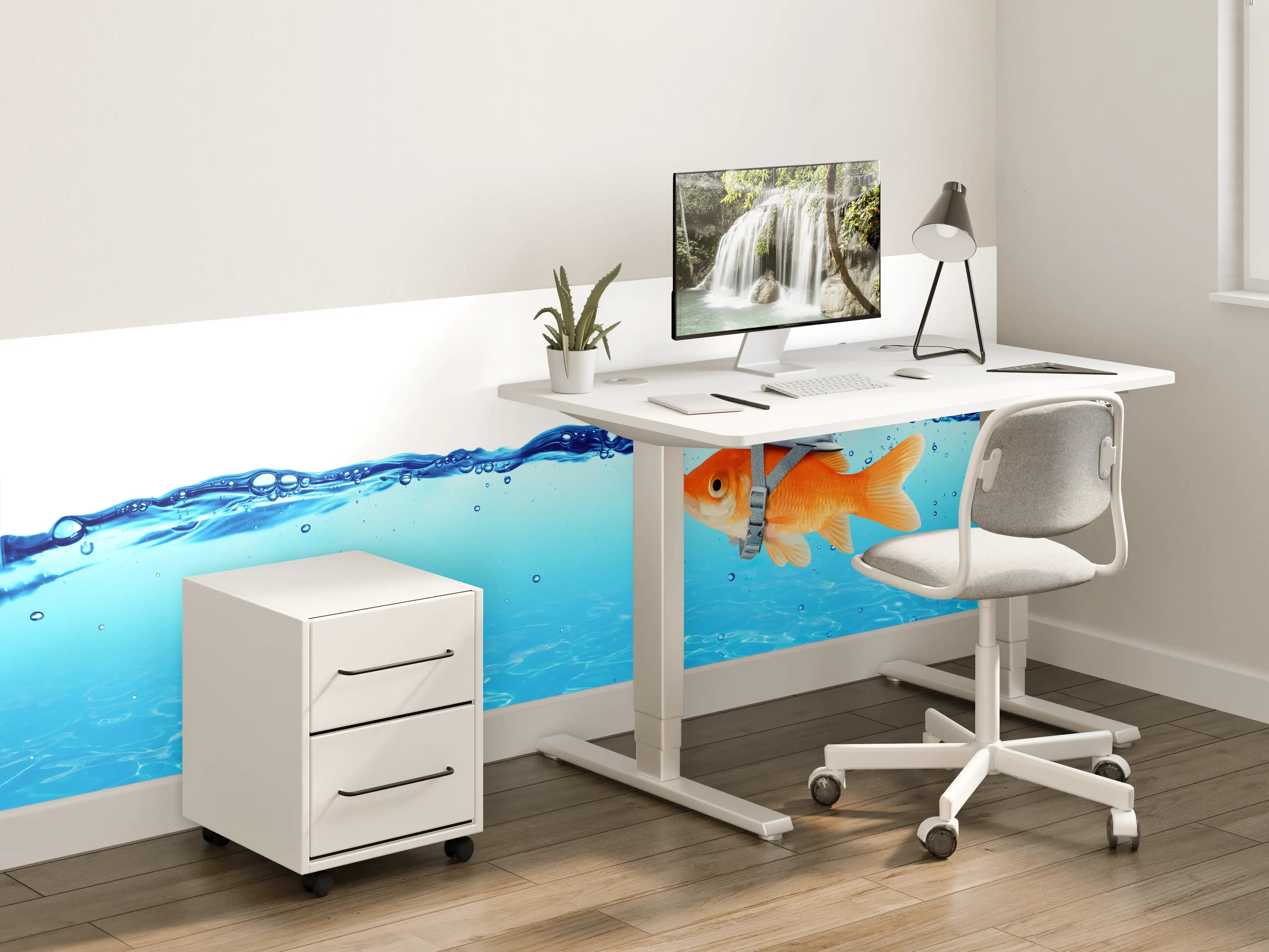 Kinderzimmer Wandgestaltung - Goldfisch als Hai