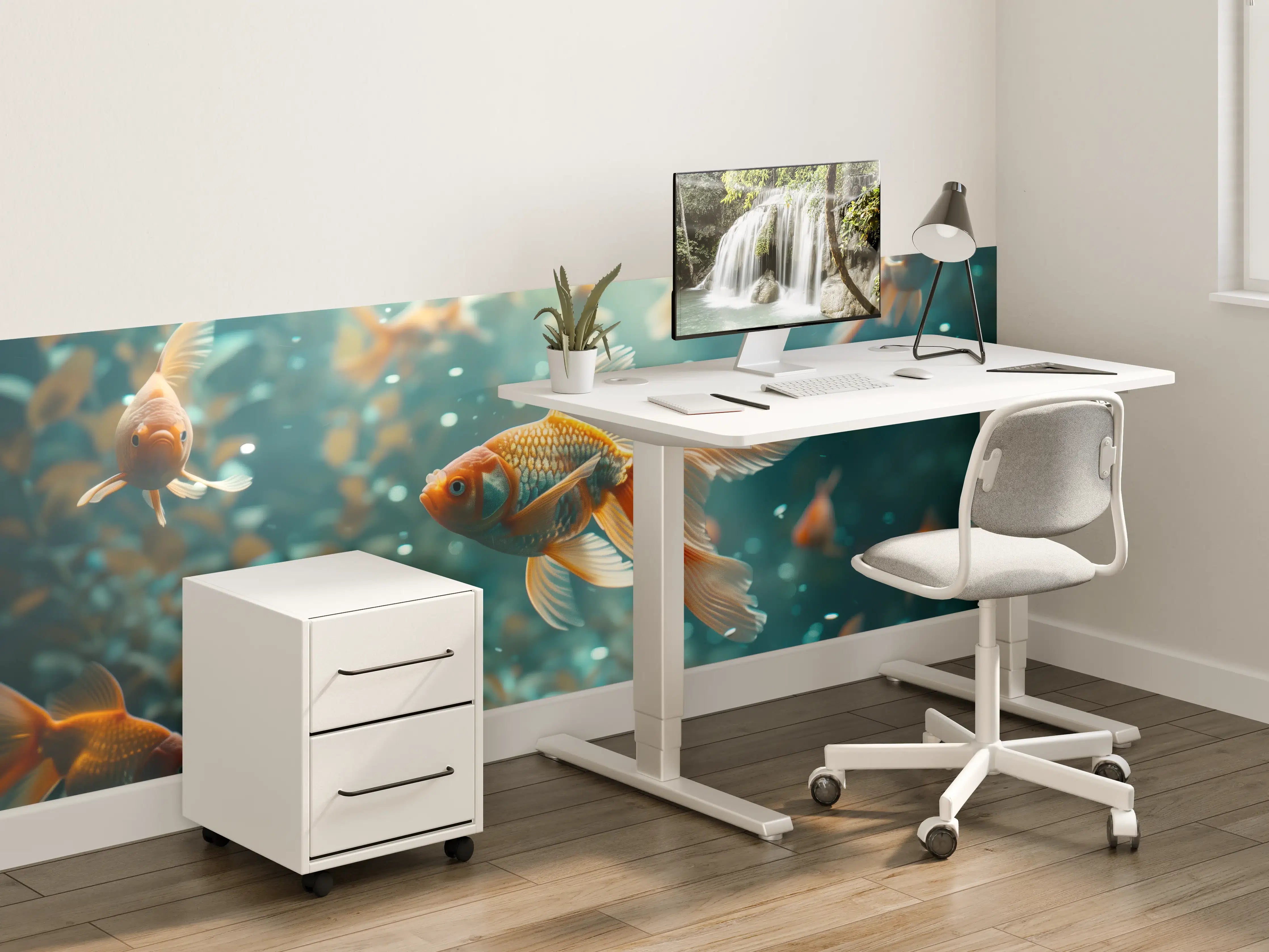 Kinderzimmer Wandgestaltung - Goldfische Türkis-Orange