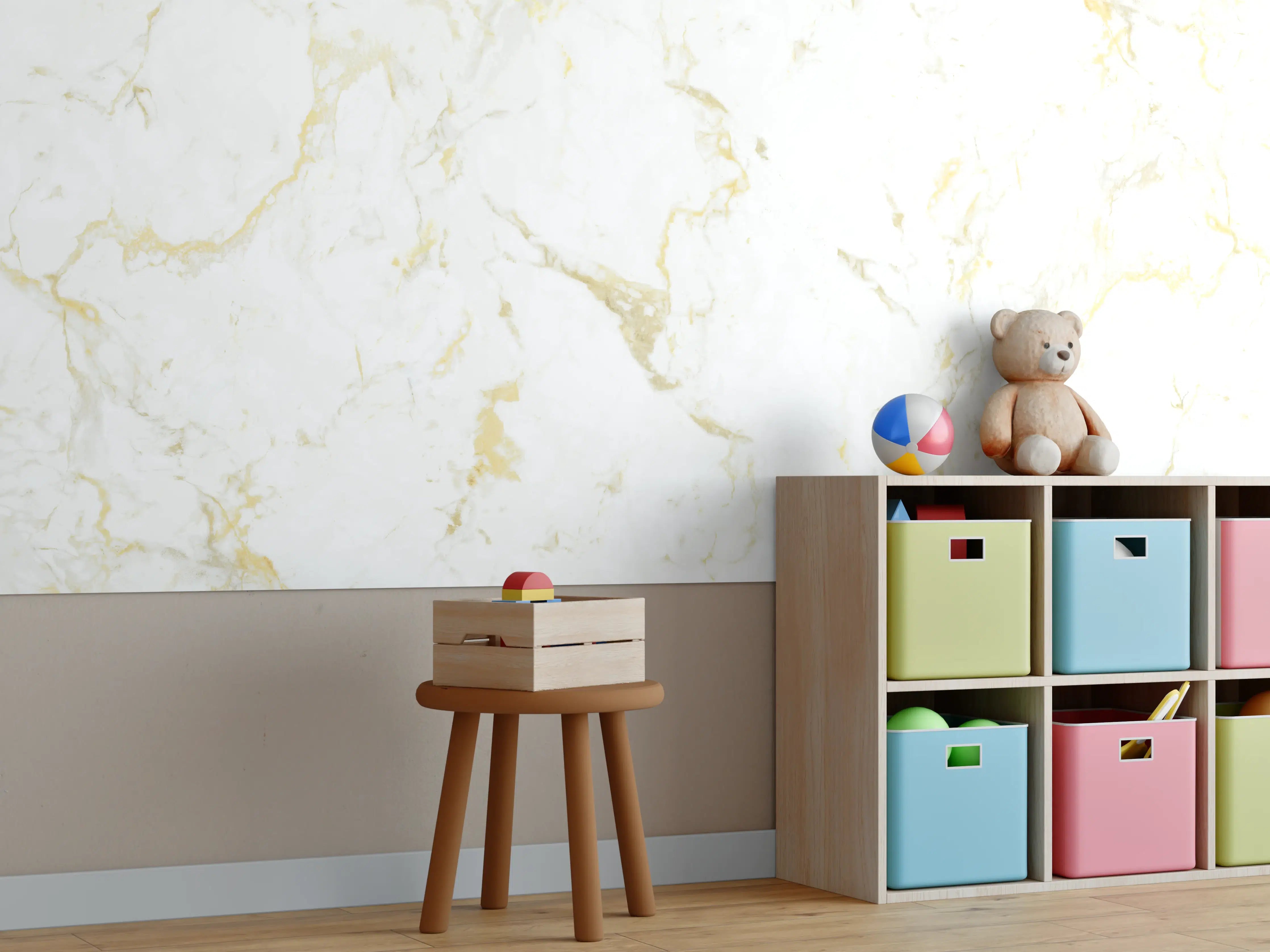 Kinderzimmer Wandgestaltung - Goldmarmor Textur