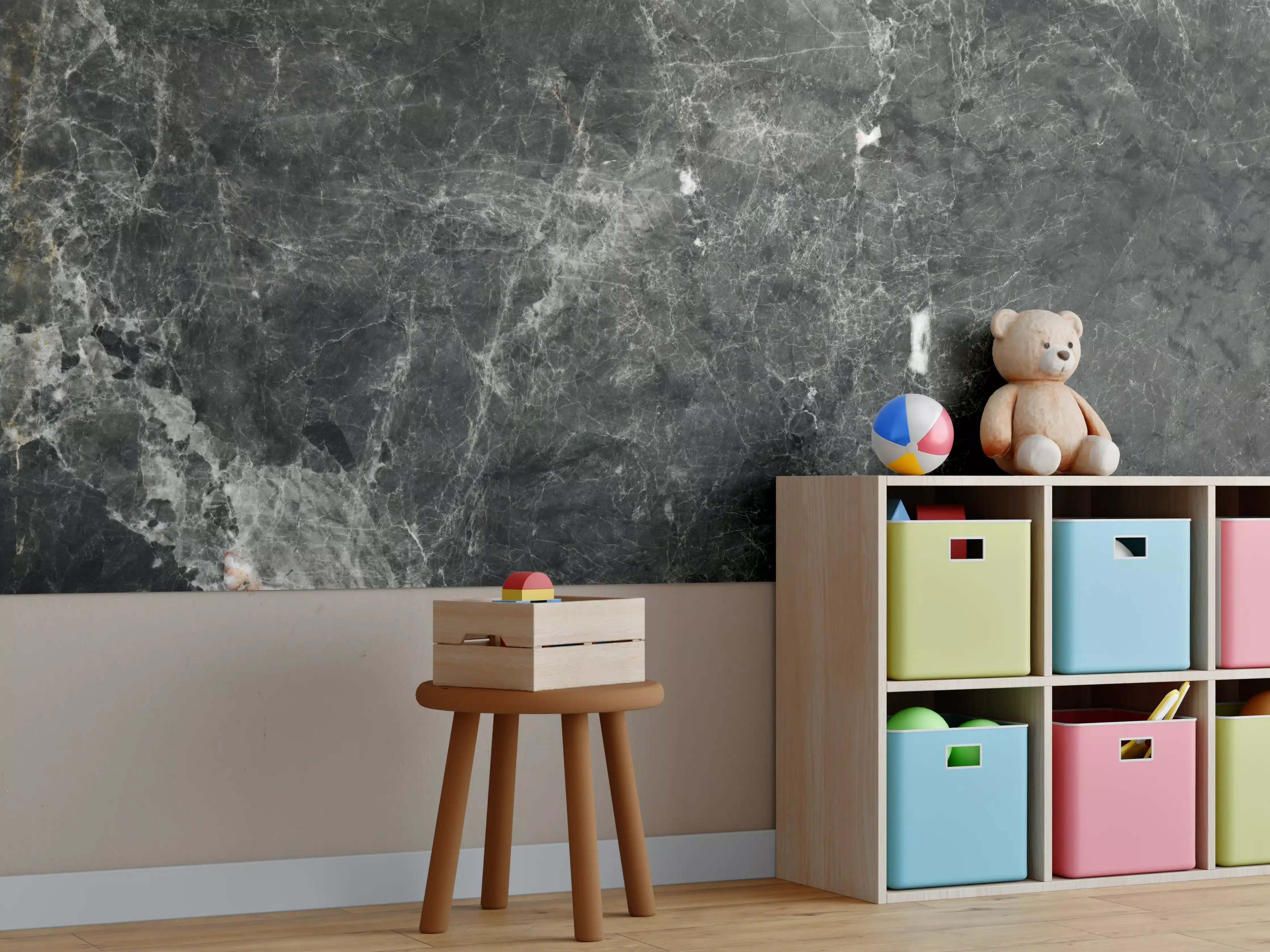 Kinderzimmer Wandgestaltung - Gräuliche Marmor Oberfläche