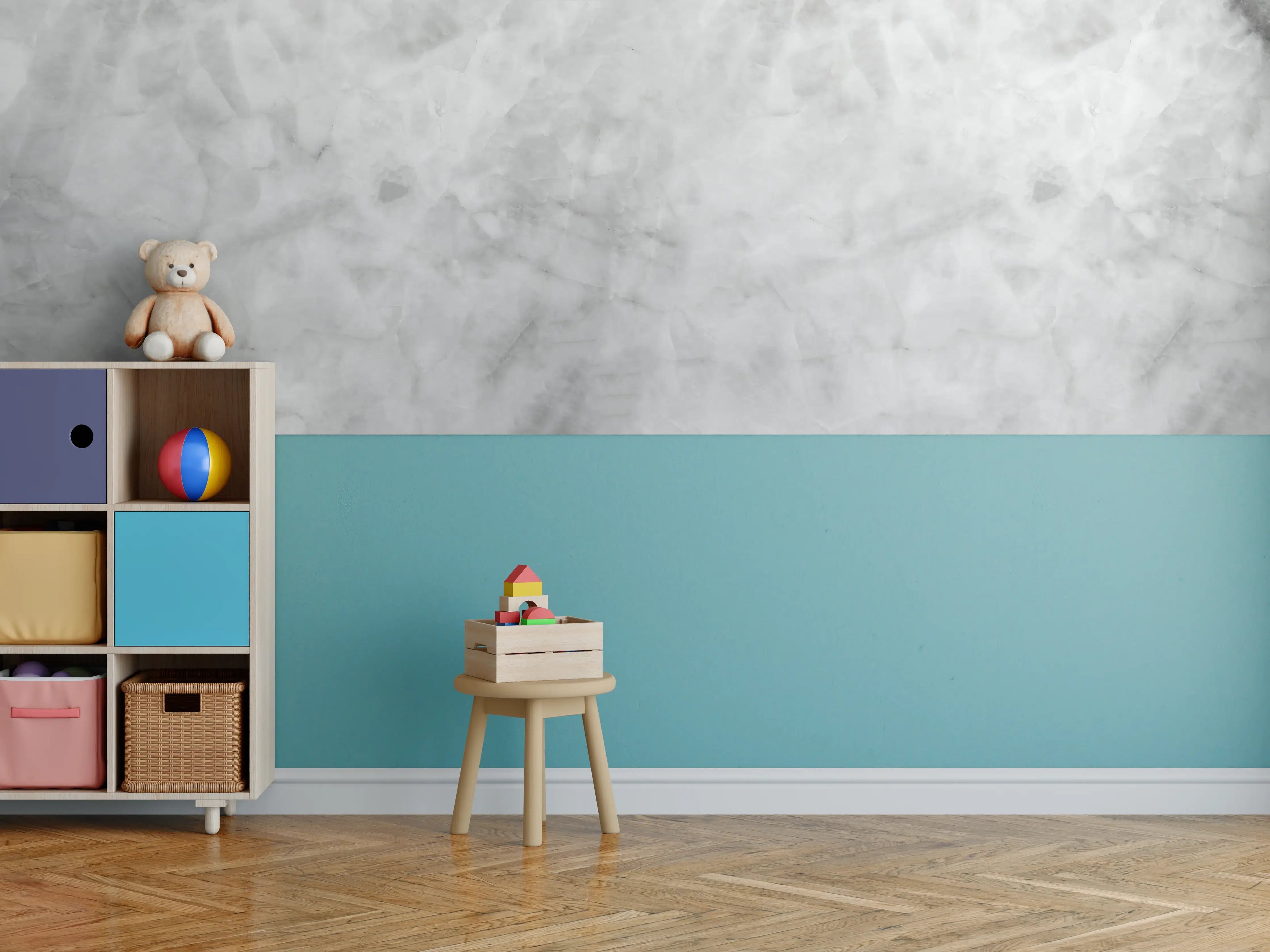 Kinderzimmer Wandgestaltung - Gräuliche Marmor Textur