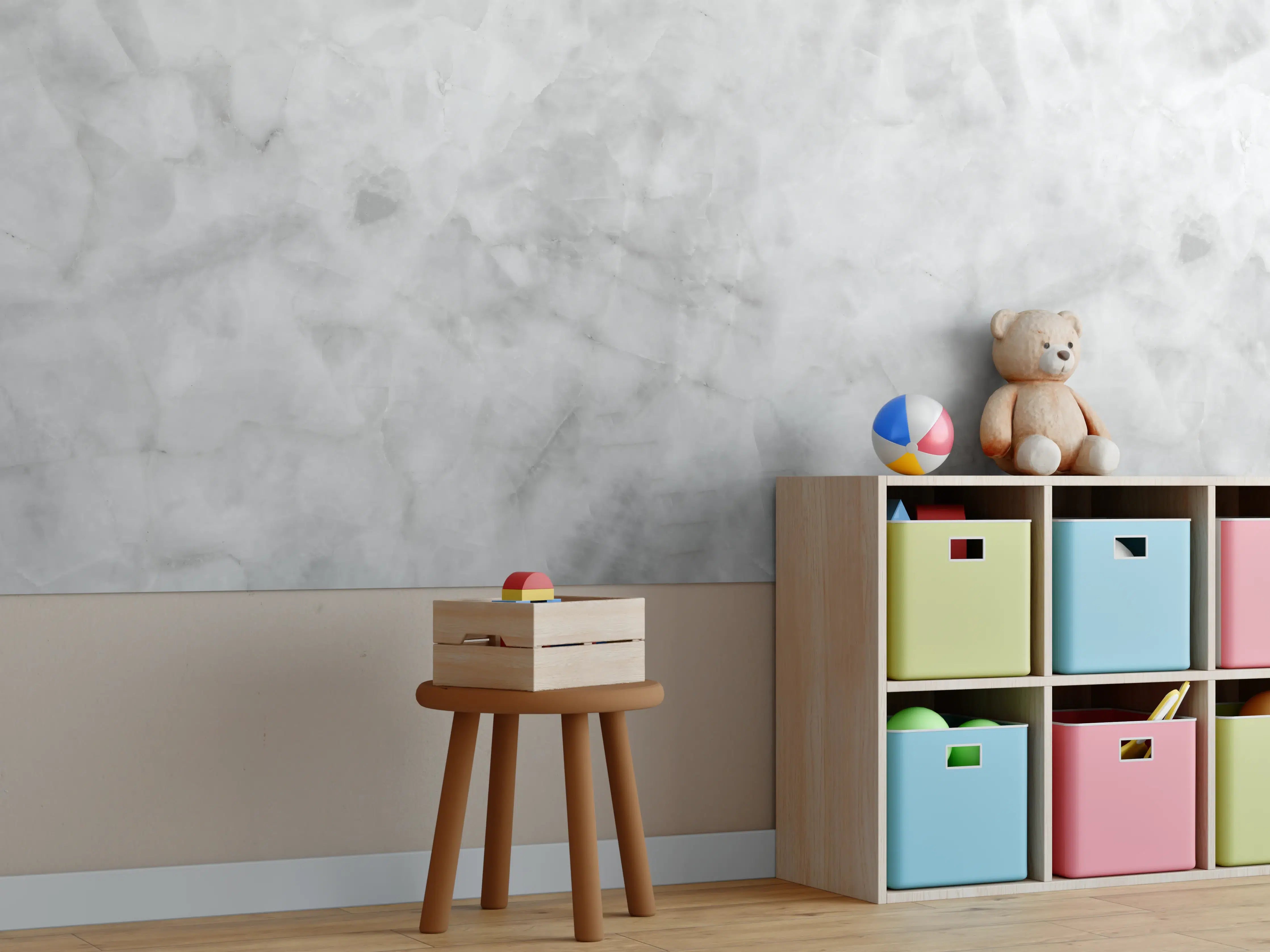 Kinderzimmer Wandgestaltung - Gräuliche Marmor Textur