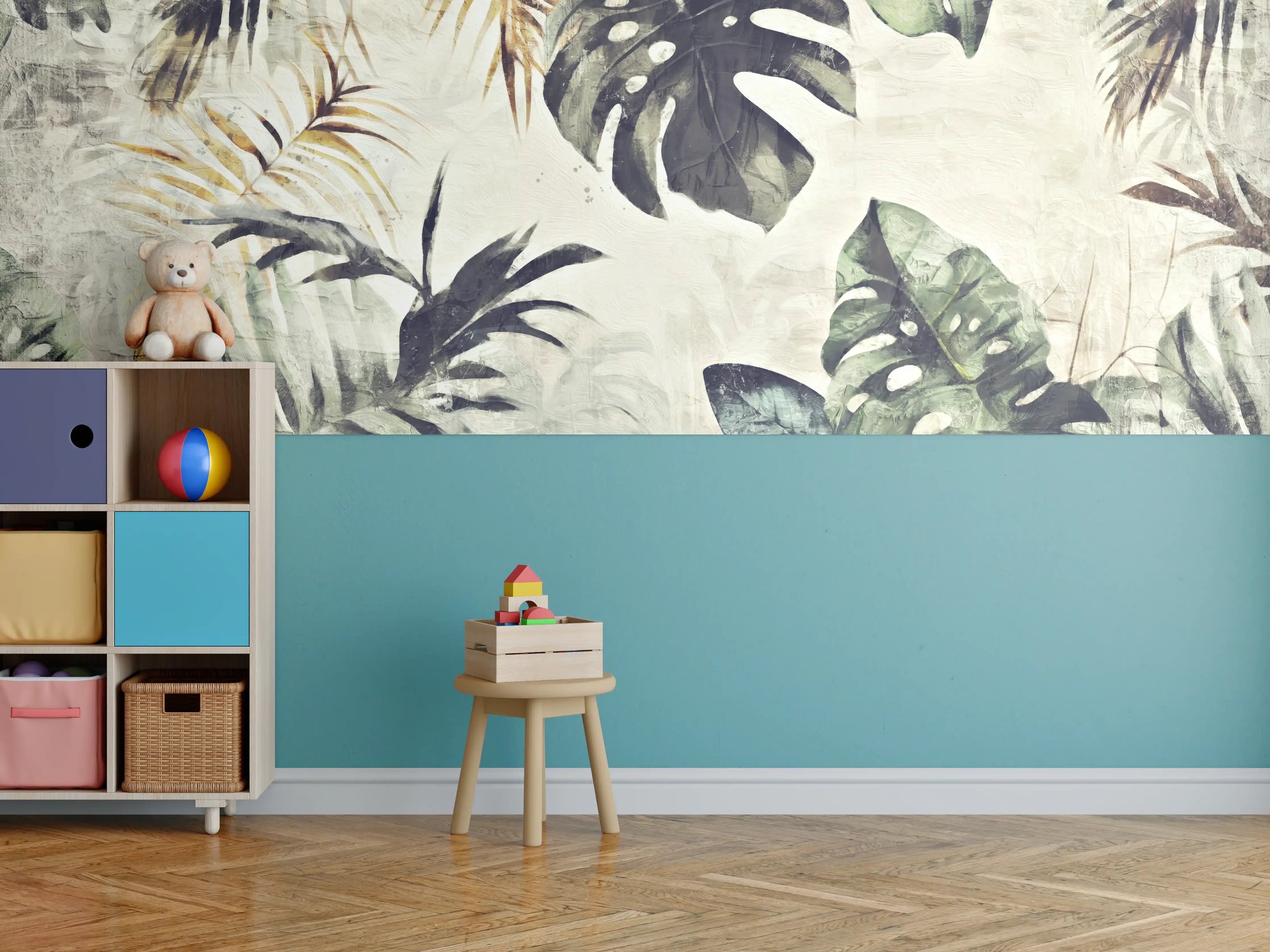 Kinderzimmer Wandgestaltung - Gräuliche Pflanzen - Floral