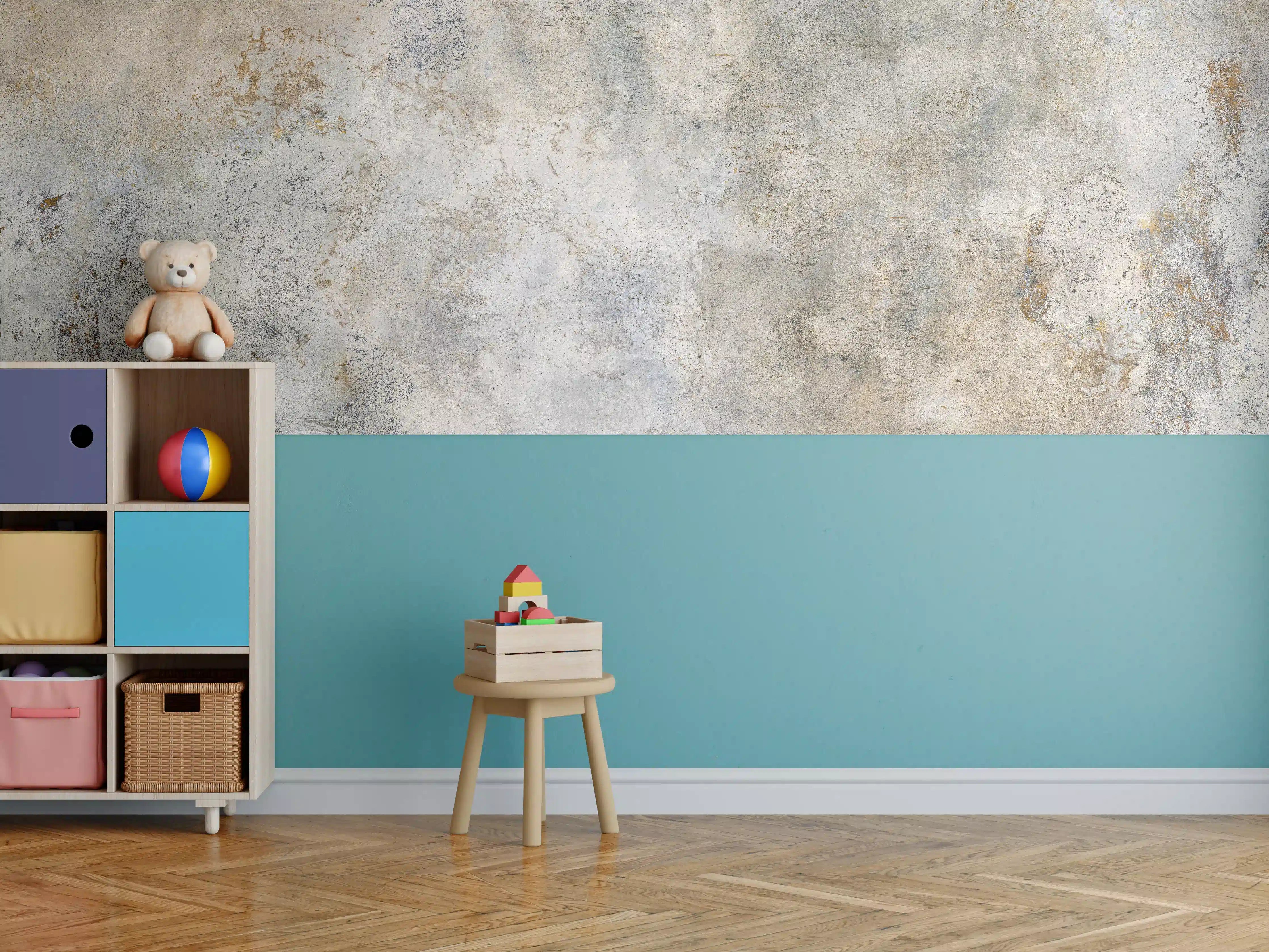 Kinderzimmer Wandgestaltung - Gräuliche Zement Textur