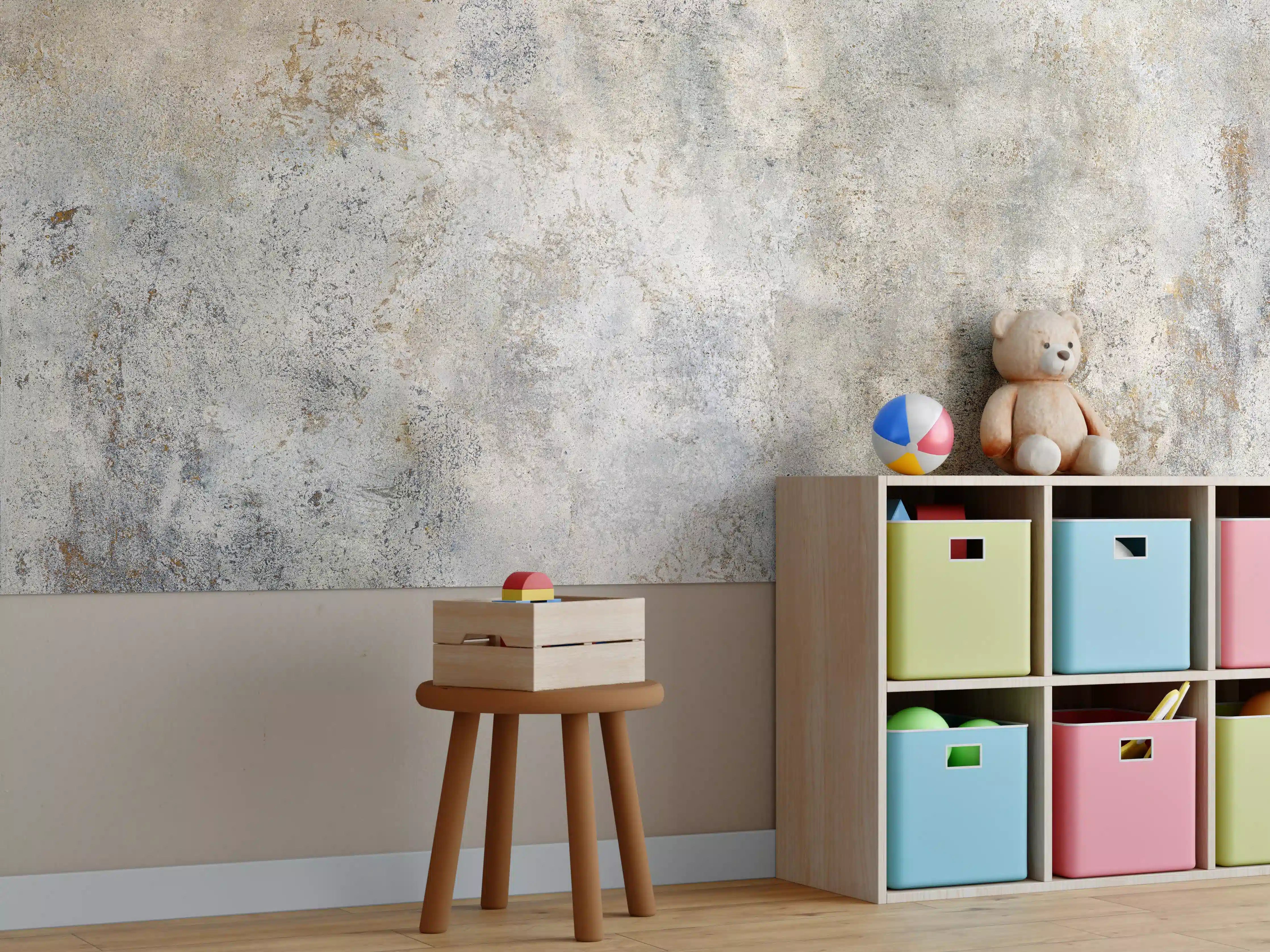 Kinderzimmer Wandgestaltung - Gräuliche Zement Textur