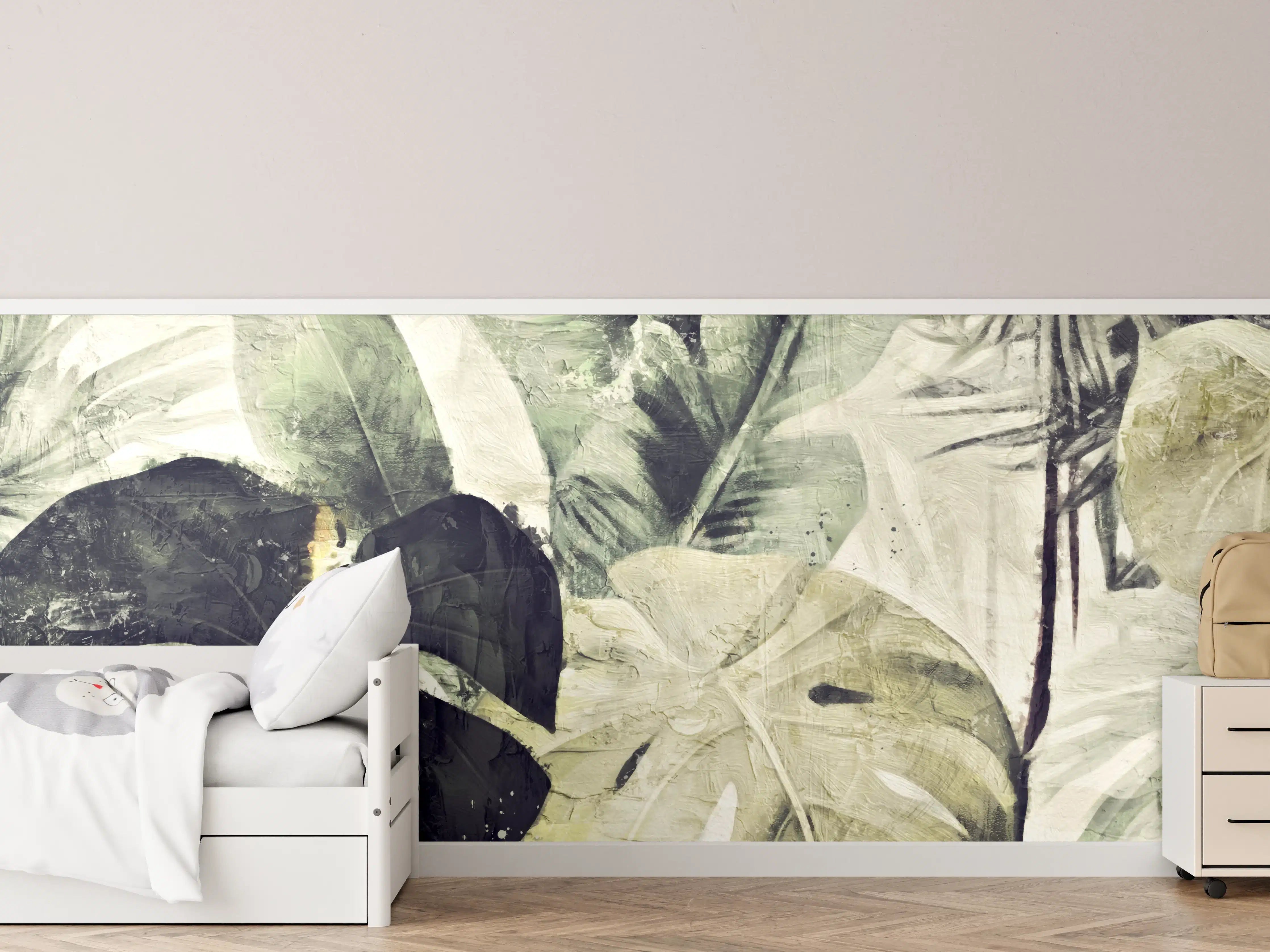 Kinderzimmer Wandgestaltung - Gräulicher Dschungel - Floral