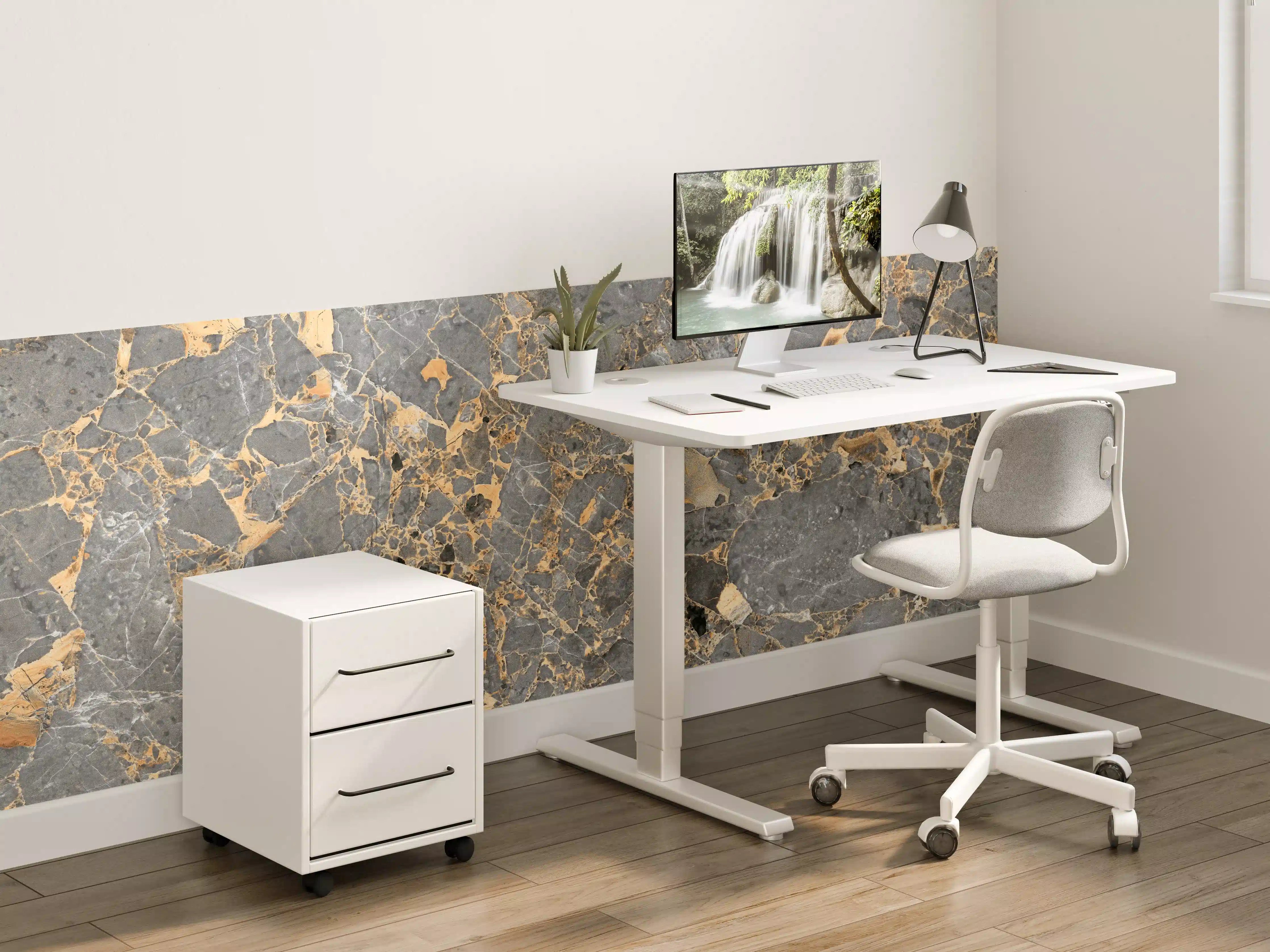 Kinderzimmer Wandgestaltung - Gräulicher Marmor mit goldenen Adern