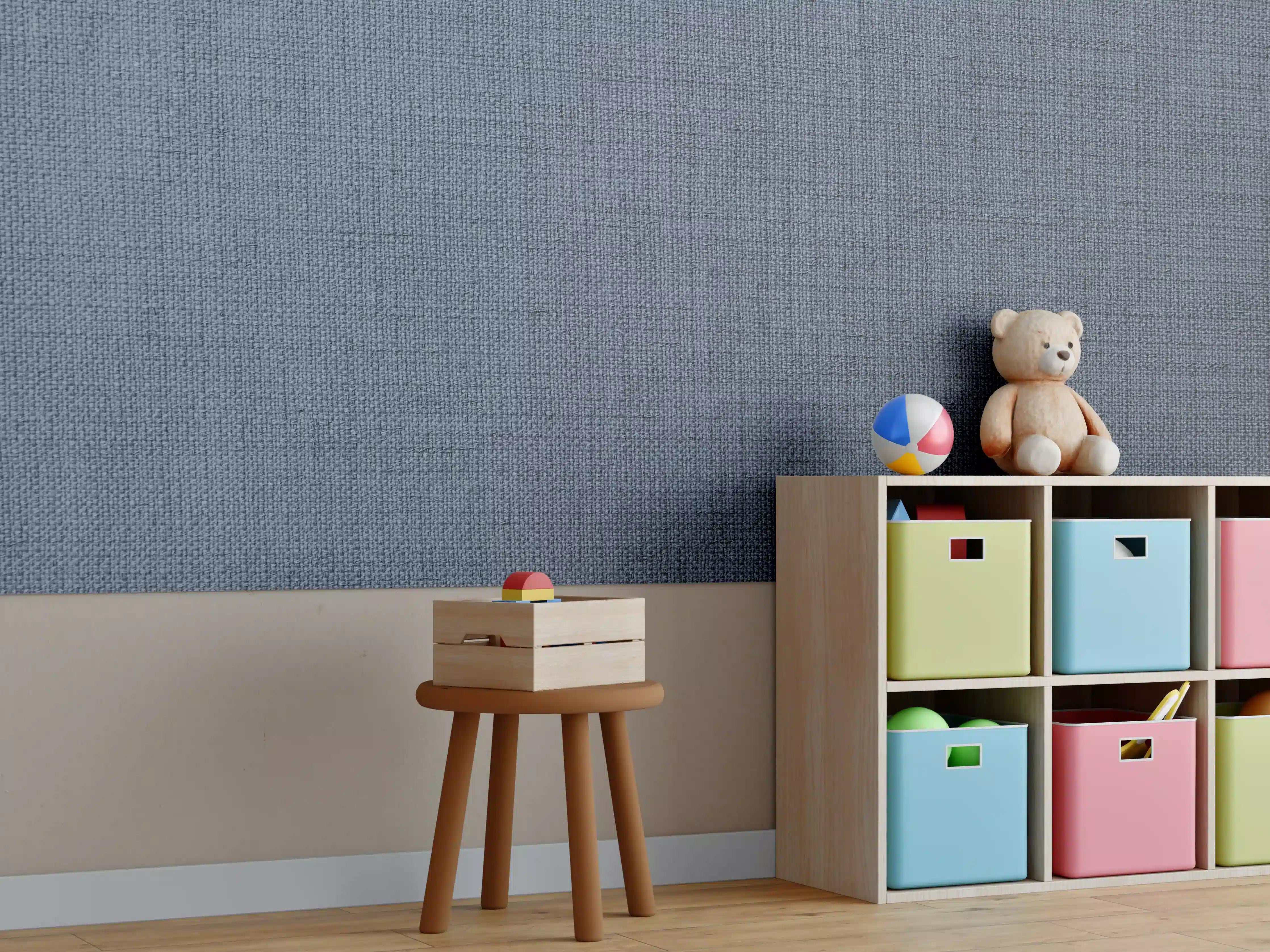 Kinderzimmer Wandgestaltung - Gräulicher gewebter Stoff