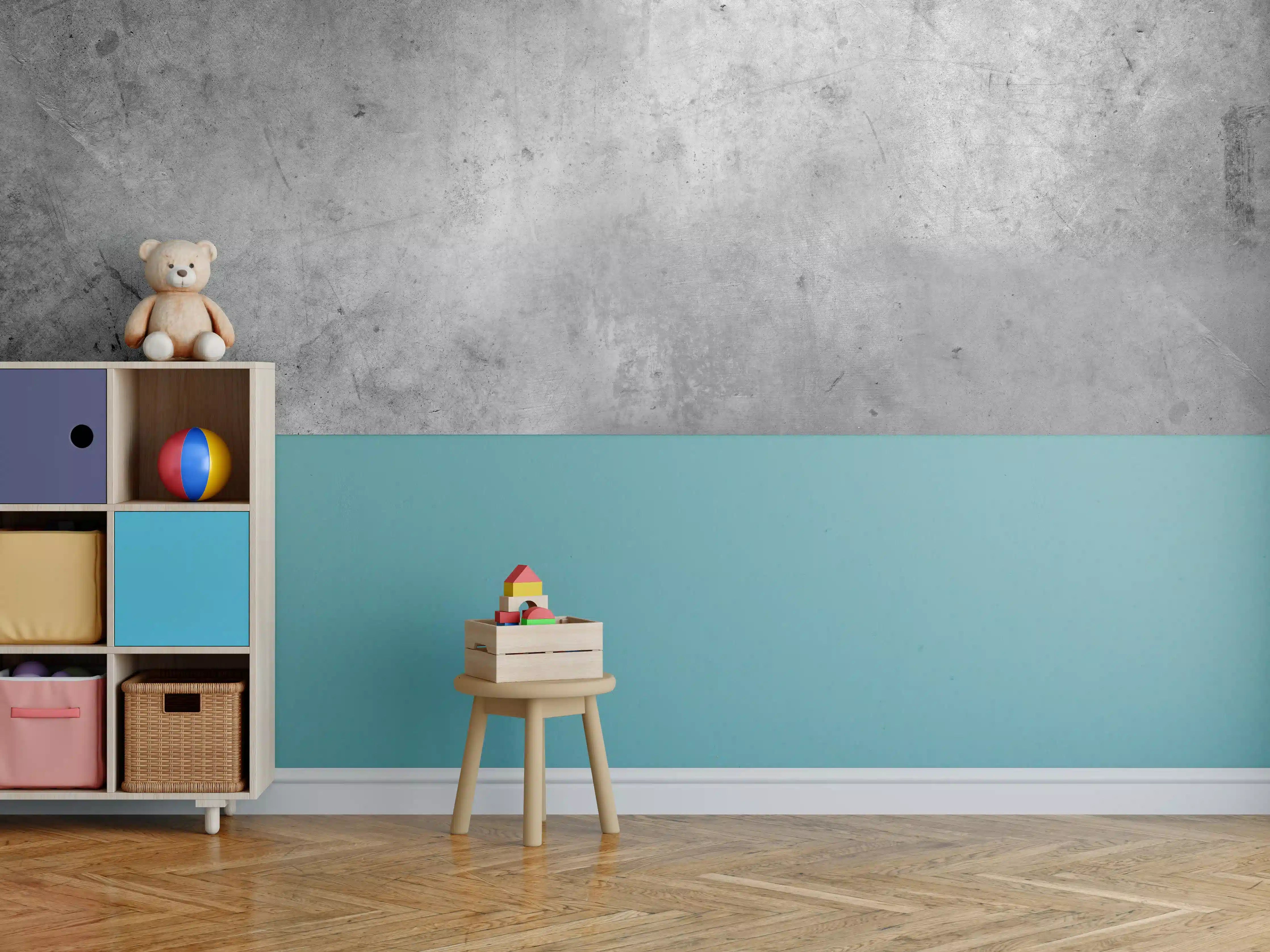 Kinderzimmer Wandgestaltung - Gräulicher rauer Beton