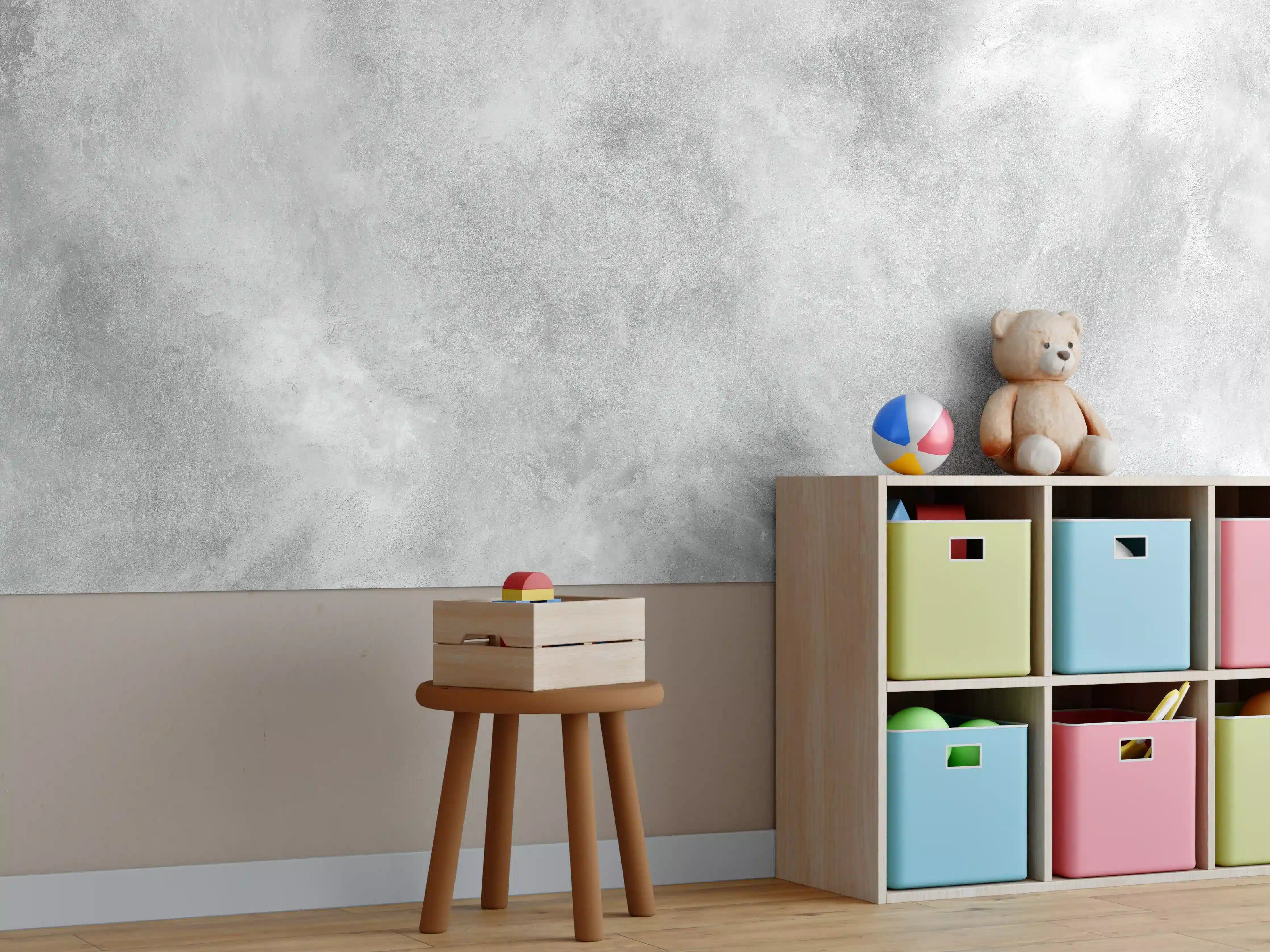 Kinderzimmer Wandgestaltung - Gräuliches Marmor Design