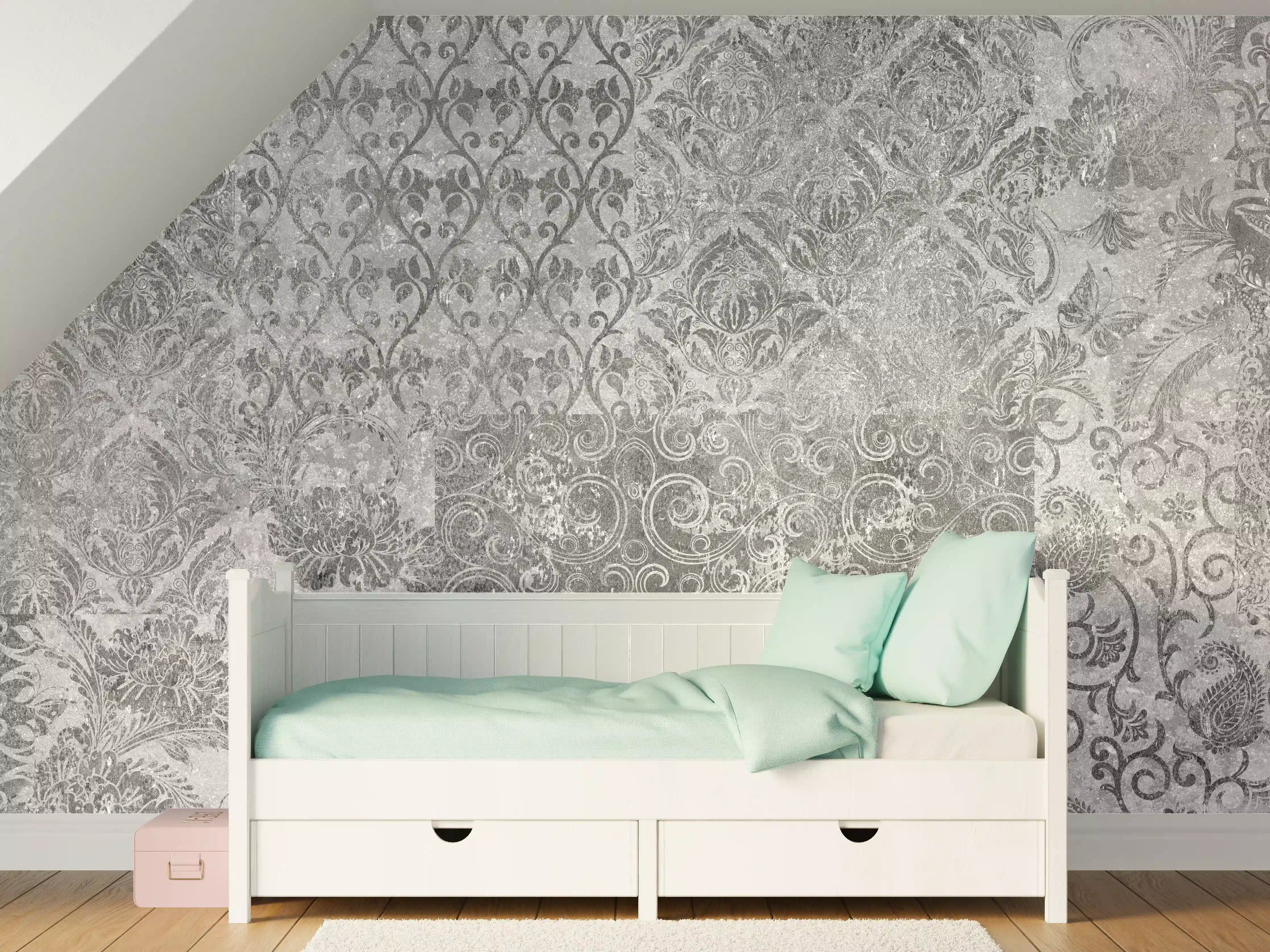 Kinderzimmer Wandgestaltung - Gräuliches Mosaik Muster