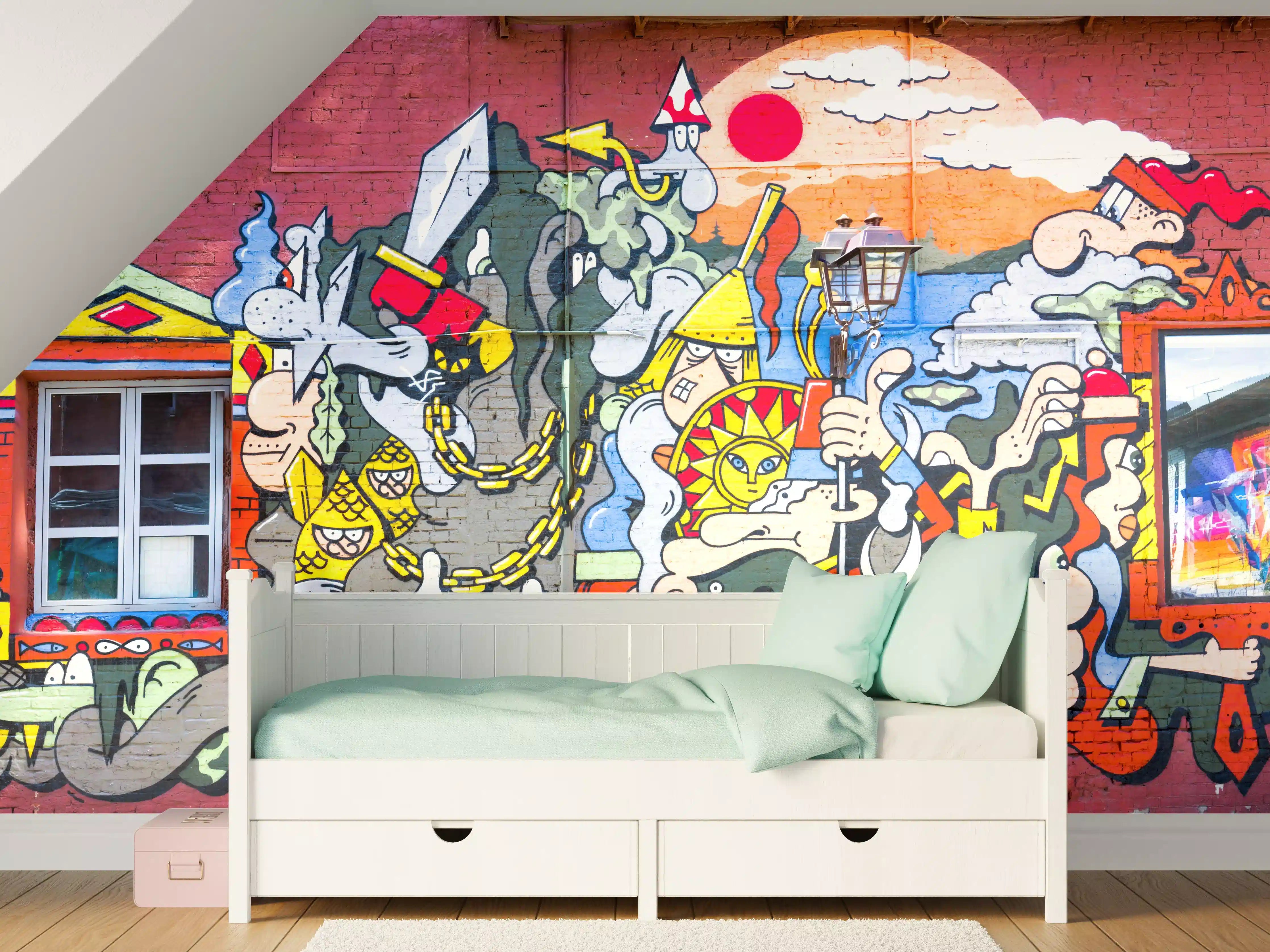 Kinderzimmer Wandgestaltung - Graffiti Wand - Urban Streetstyle