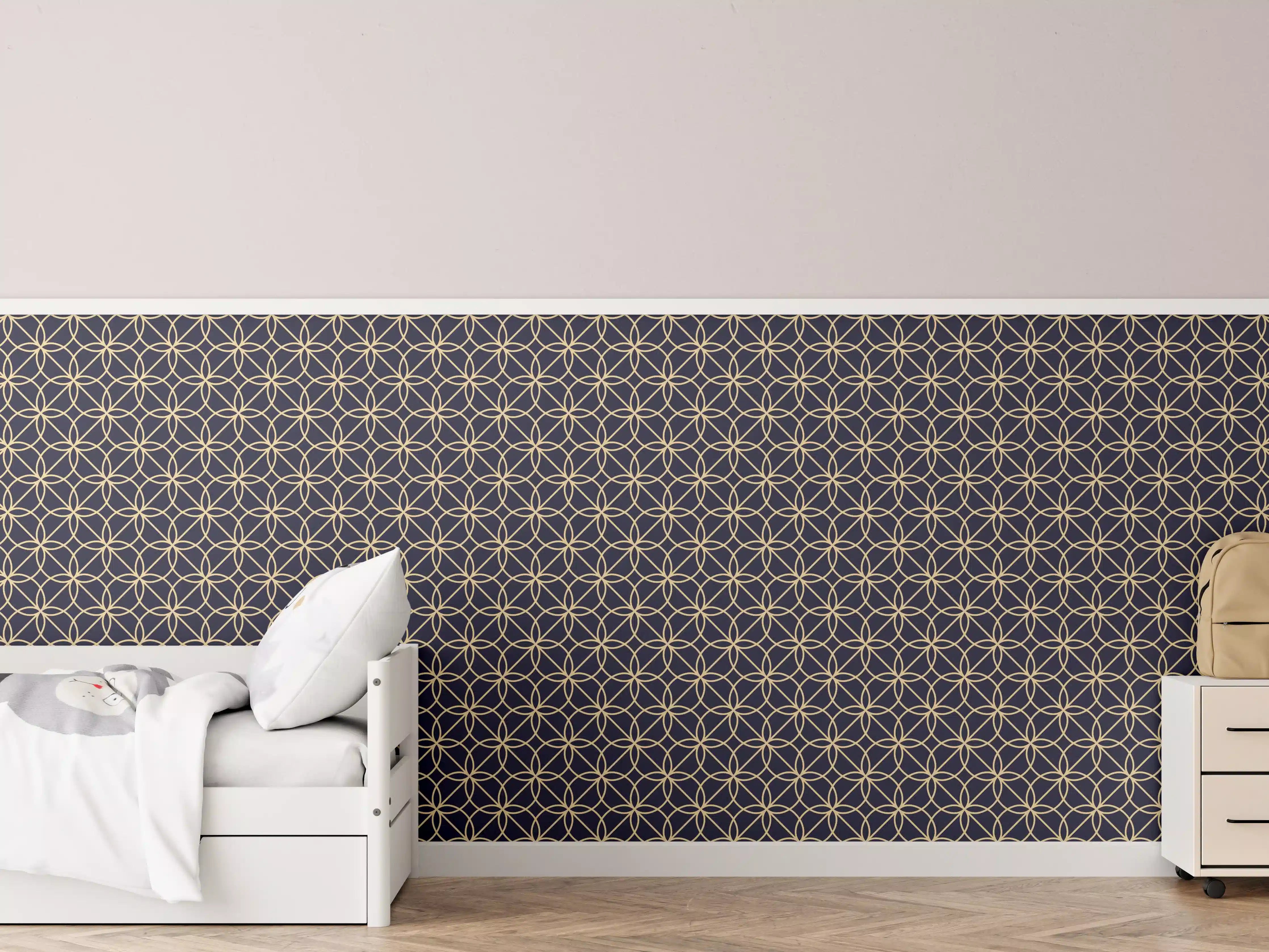 Kinderzimmer Wandgestaltung - Grafisches Muster in Dunkelblau