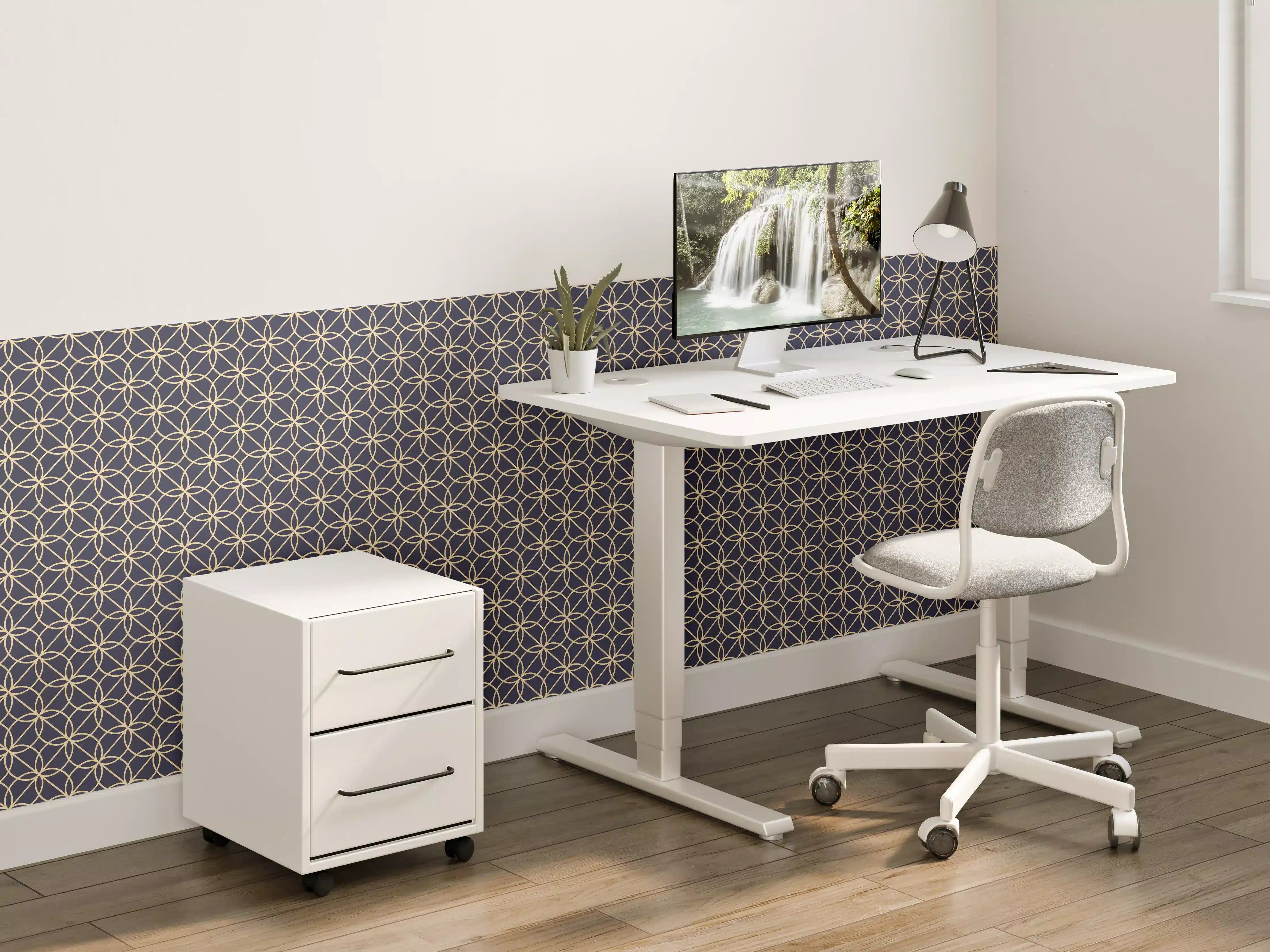 Kinderzimmer Wandgestaltung - Grafisches Muster in Dunkelblau