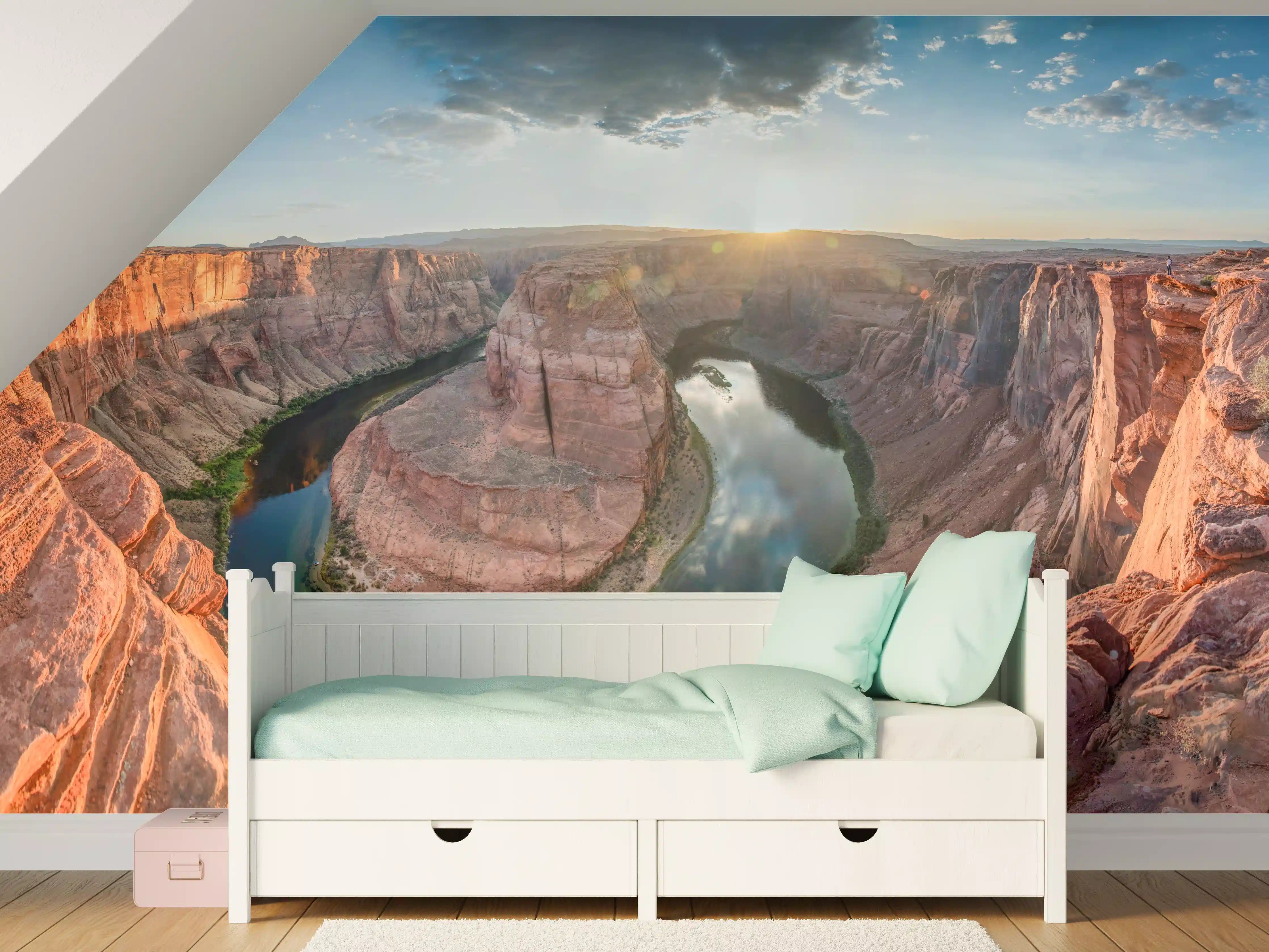 Kinderzimmer Wandgestaltung - Grand Canyon mit Fluss bei Sonnenuntergang