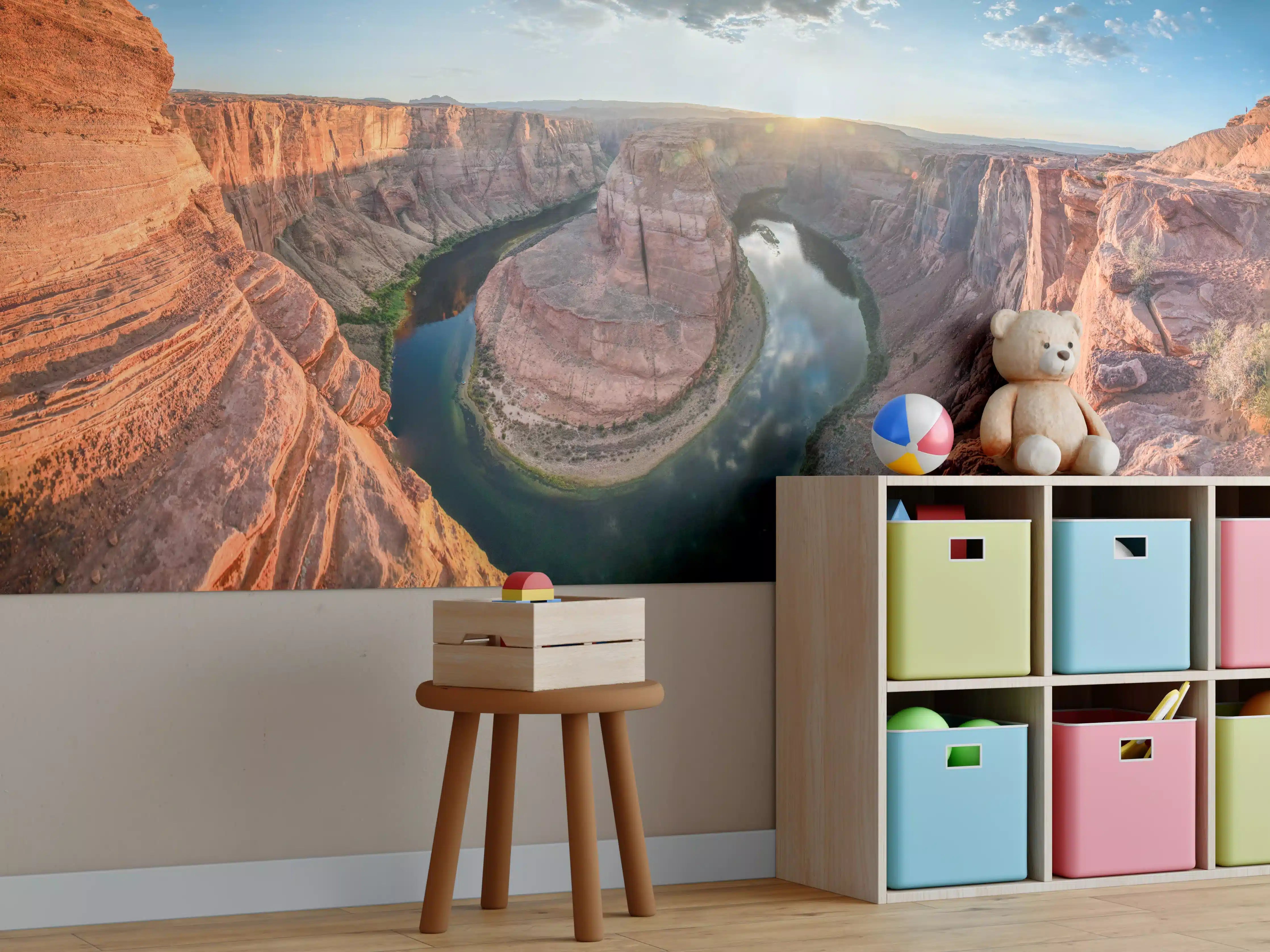 Kinderzimmer Wandgestaltung - Grand Canyon mit Fluss bei Sonnenuntergang