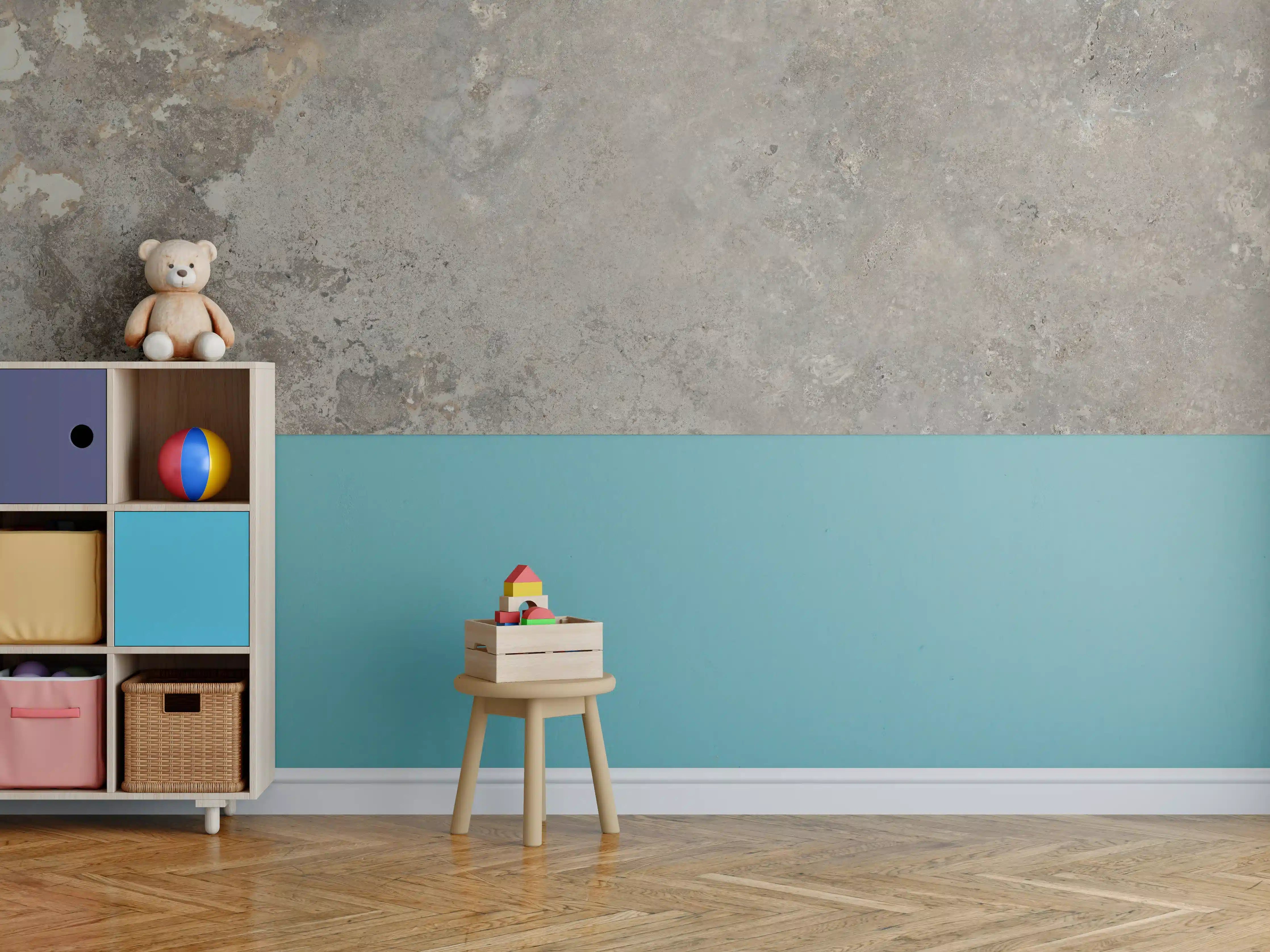 Kinderzimmer Wandgestaltung - Grau-Braune Steinwand-Textur