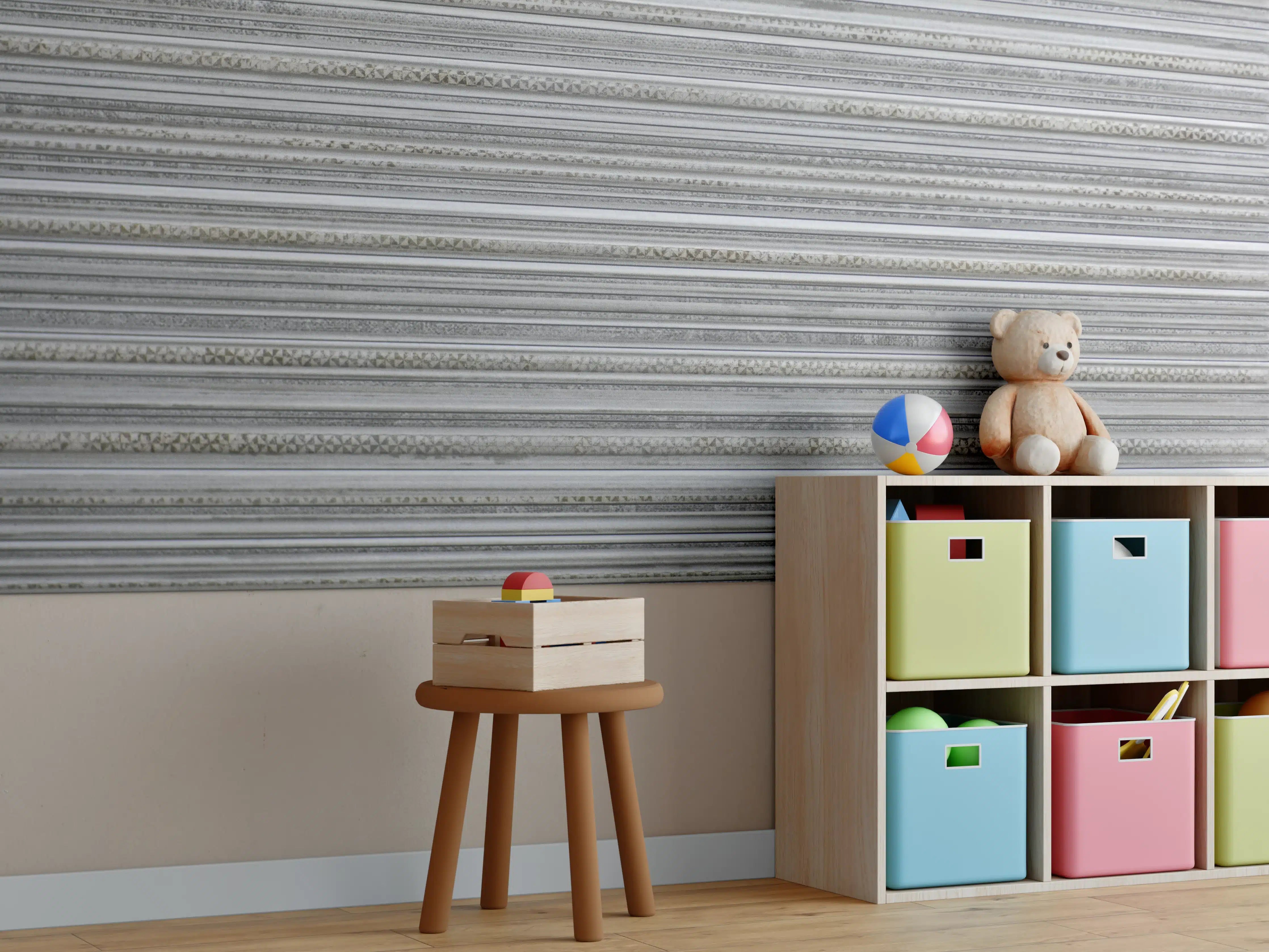 Kinderzimmer Wandgestaltung - Grau-Weiße Fliesen Textur Muster